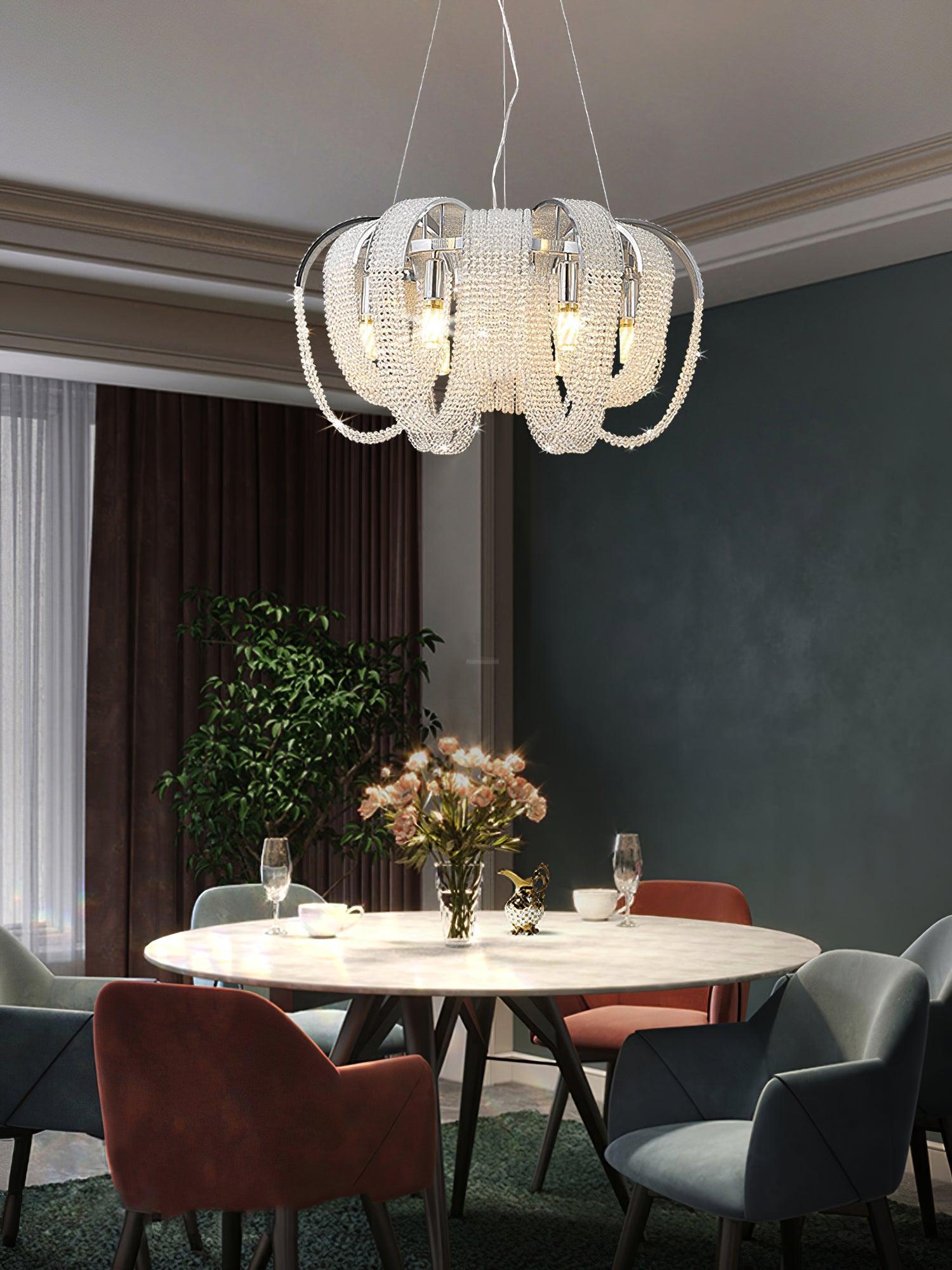 Mesh Crystal Chandelier with 1/6/9 heads - Crystals-1-Luxehomezone
