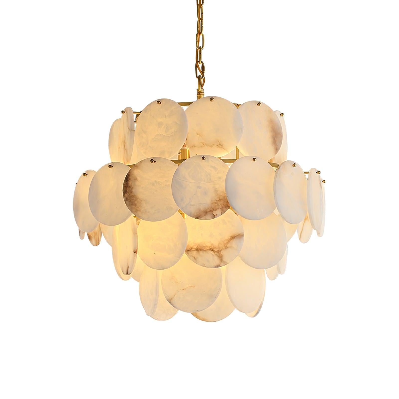 Alabaster Shell Brass Chandelier with 2/3/4/5/6 layer - Alabaster, Alabaster Chandelier-1-Luxehomezone