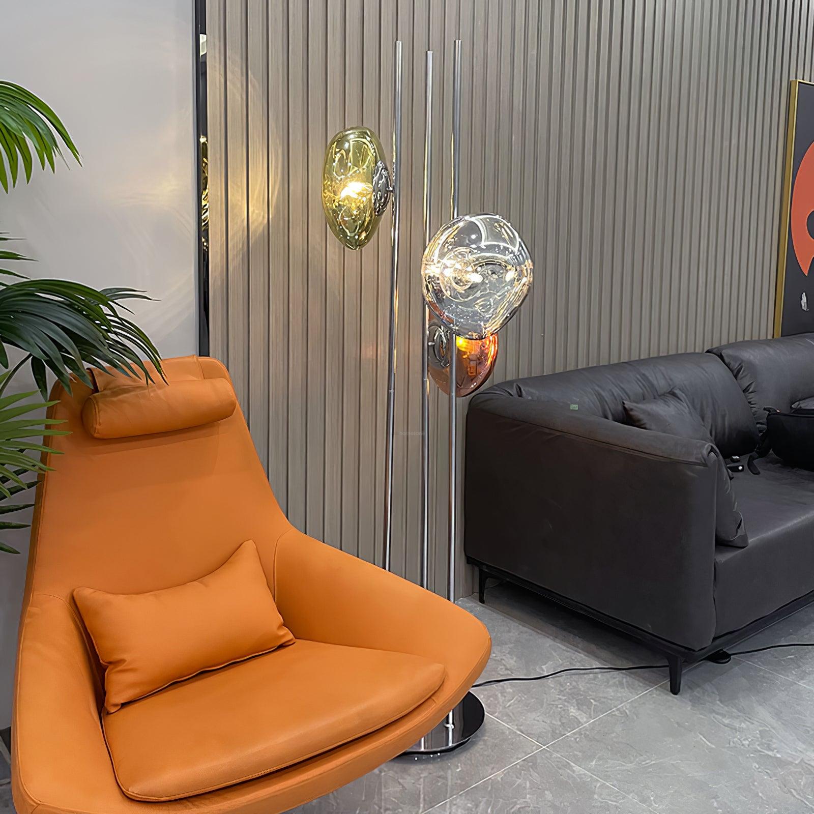 Three Light Glass Floor Lamp ∅ 13.8″ - Luxehomezone