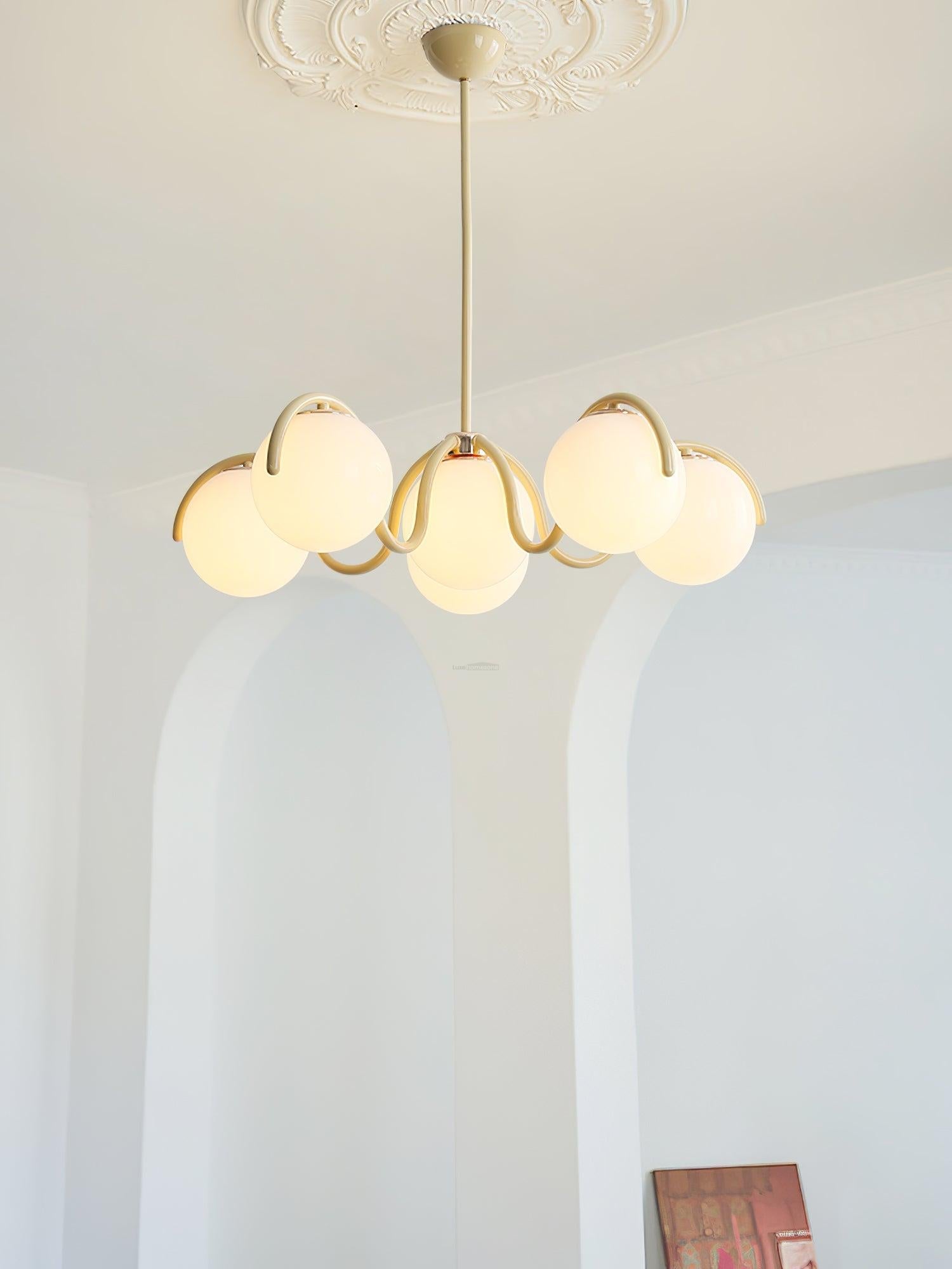 Reedway Curve Linear Chandelier ∅ 27.2″ - Bend, Marshmallow Chandelier-1-Luxehomezone
