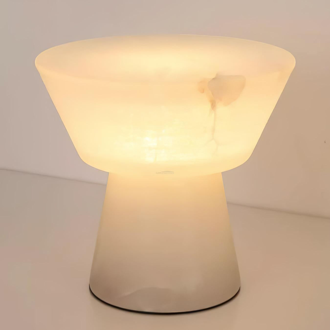 Beta Marble Round Table Lamp - Alabaster-1-Luxehomezone