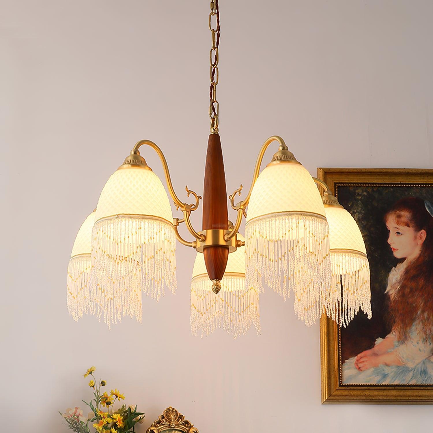Mesh Tassel Glass Chandelier ∅ 19.7″ - Tassel-1-Luxehomezone