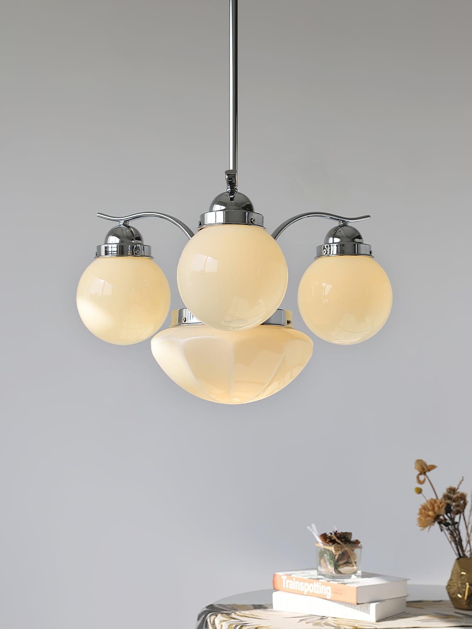 Ryttenberg Glass Chandelier with 4/6 heads - Bend, Marshmallow Chandelier-1-Luxehomezone