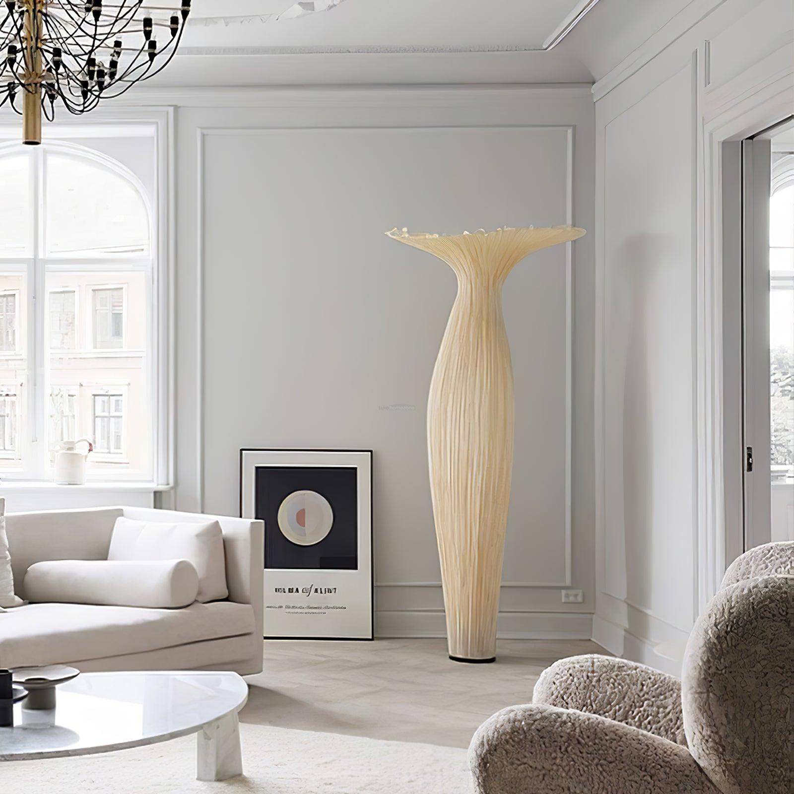 Vase Fabric Floor Lamp ∅ 19.7″ - Drapery-1-Luxehomezone