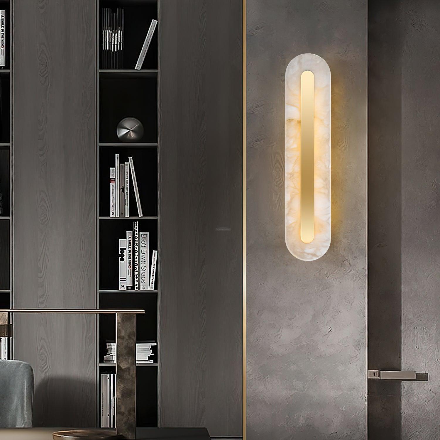 Alabaster Rounded Wall Sconce - Alabaster, Alabaster Wall Lamp-1-Luxehomezone