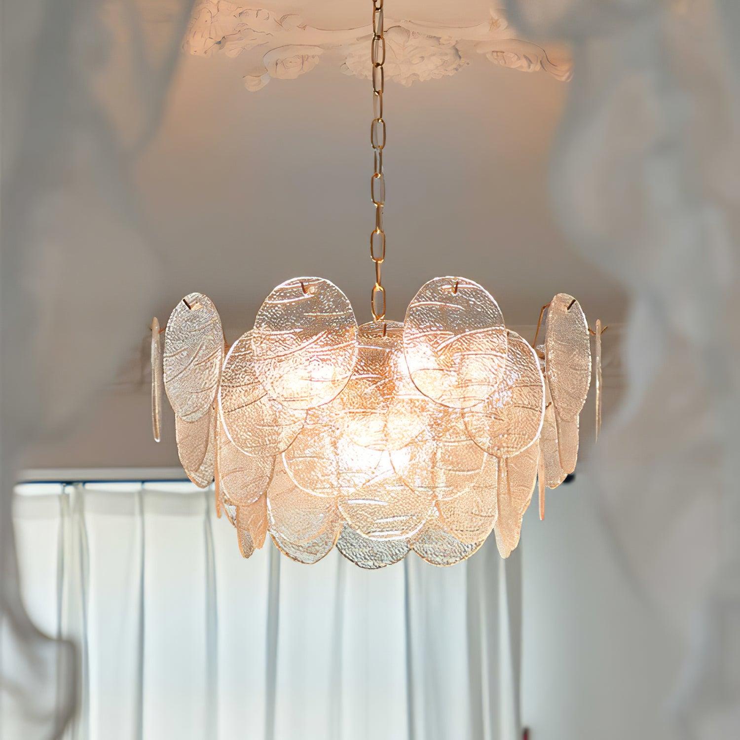 Victorian Disc Round Chandelier - Gold & Clear-1-Luxehomezone