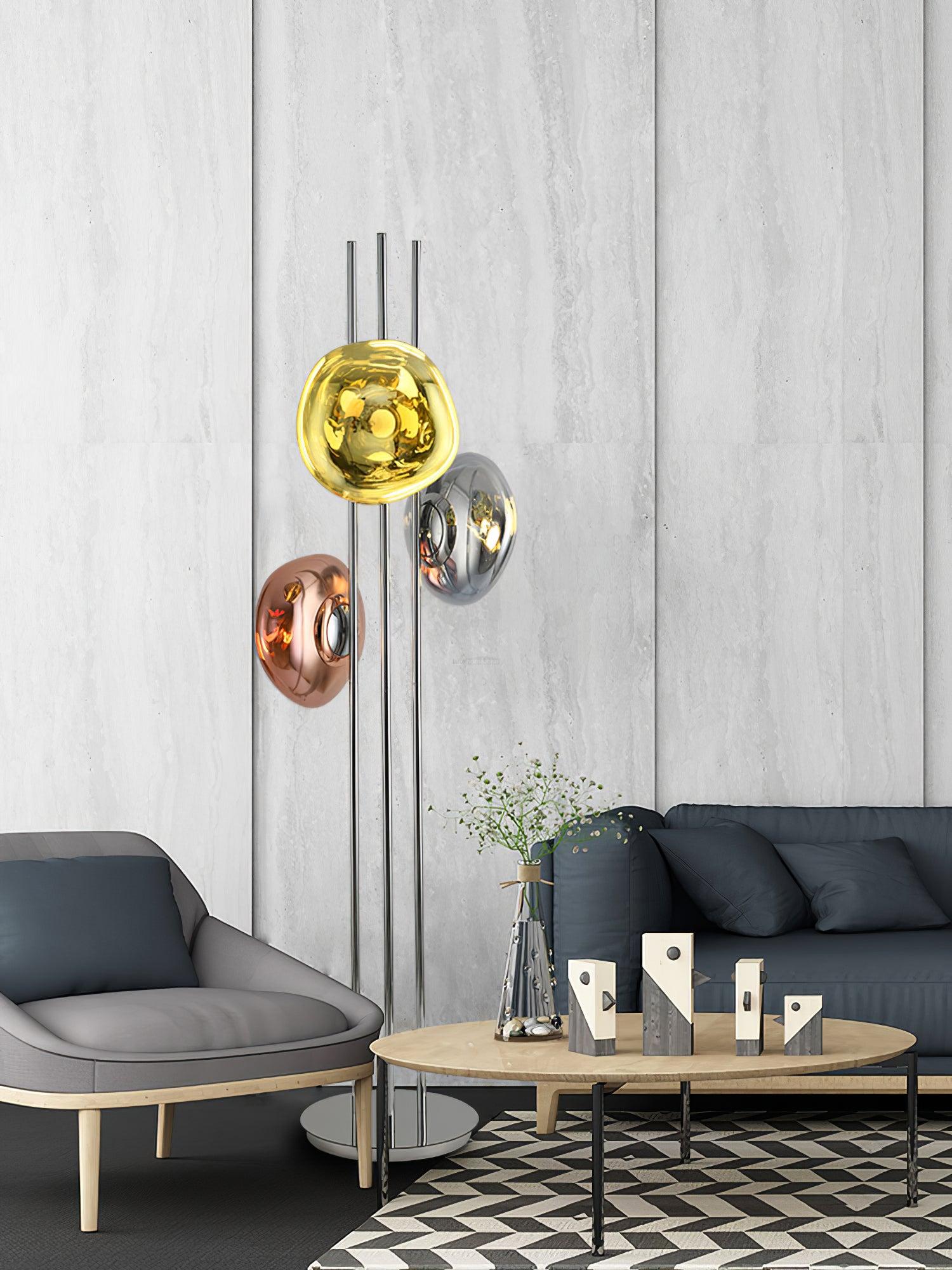 Three Light Glass Floor Lamp ∅ 13.8″ - Luxehomezone