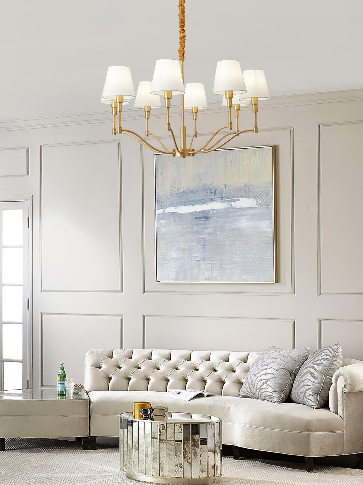 Meridian Mid Century Brass Chandelier with 3/5/8 heads - Variety-1-Luxehomezone