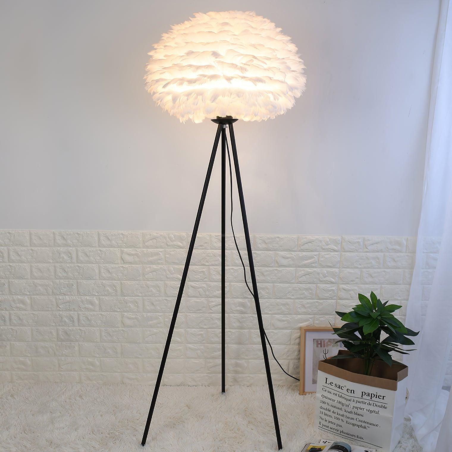 Eos Feather Floor Lamp  ∅ 19.6″ - Feather-1-Luxehomezone