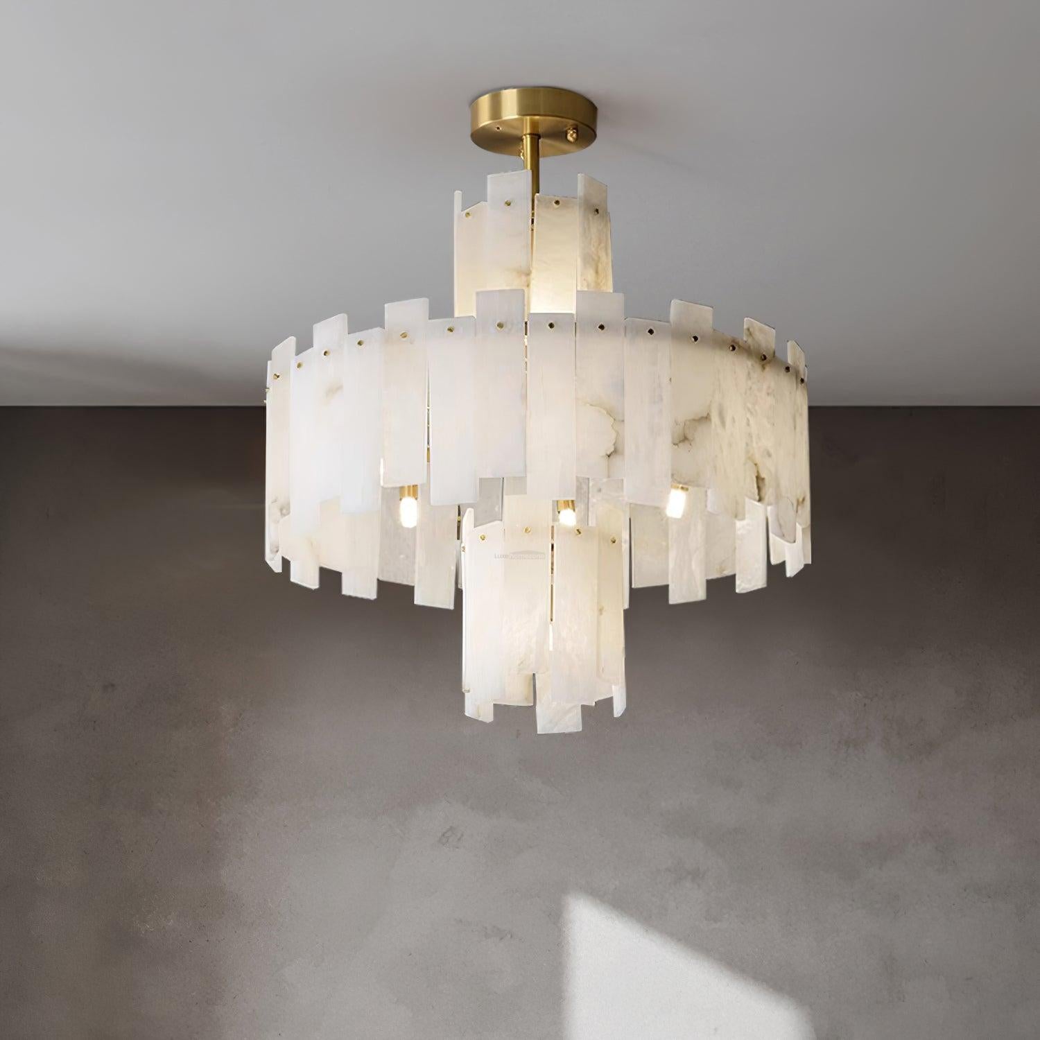Regina Alabaster Round Chandelier - Alabaster, Alabaster Chandelier-1-Luxehomezone