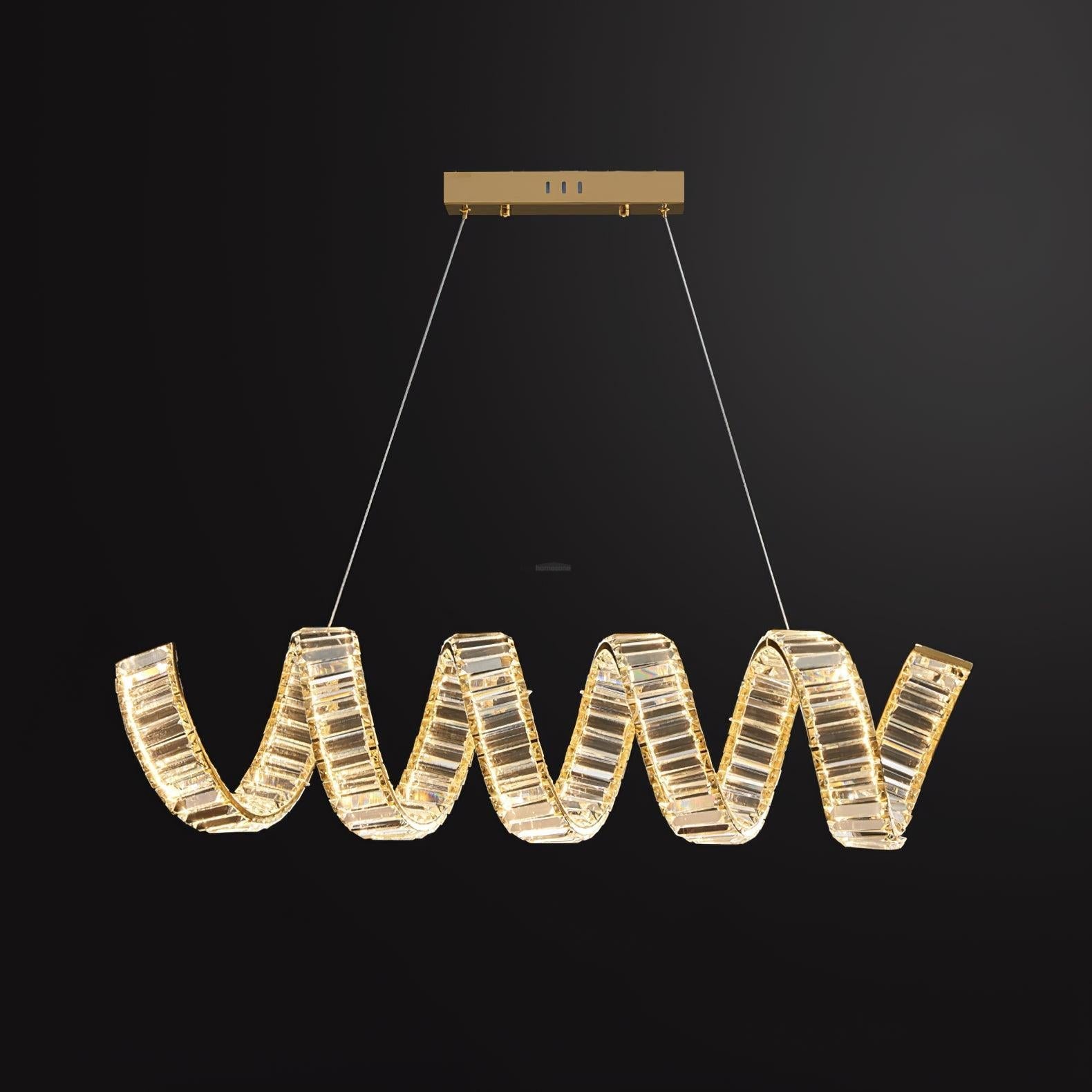 Curved LED Chandelier 39'' 47'' 59'' - Crystals, Straps-1-Luxehomezone