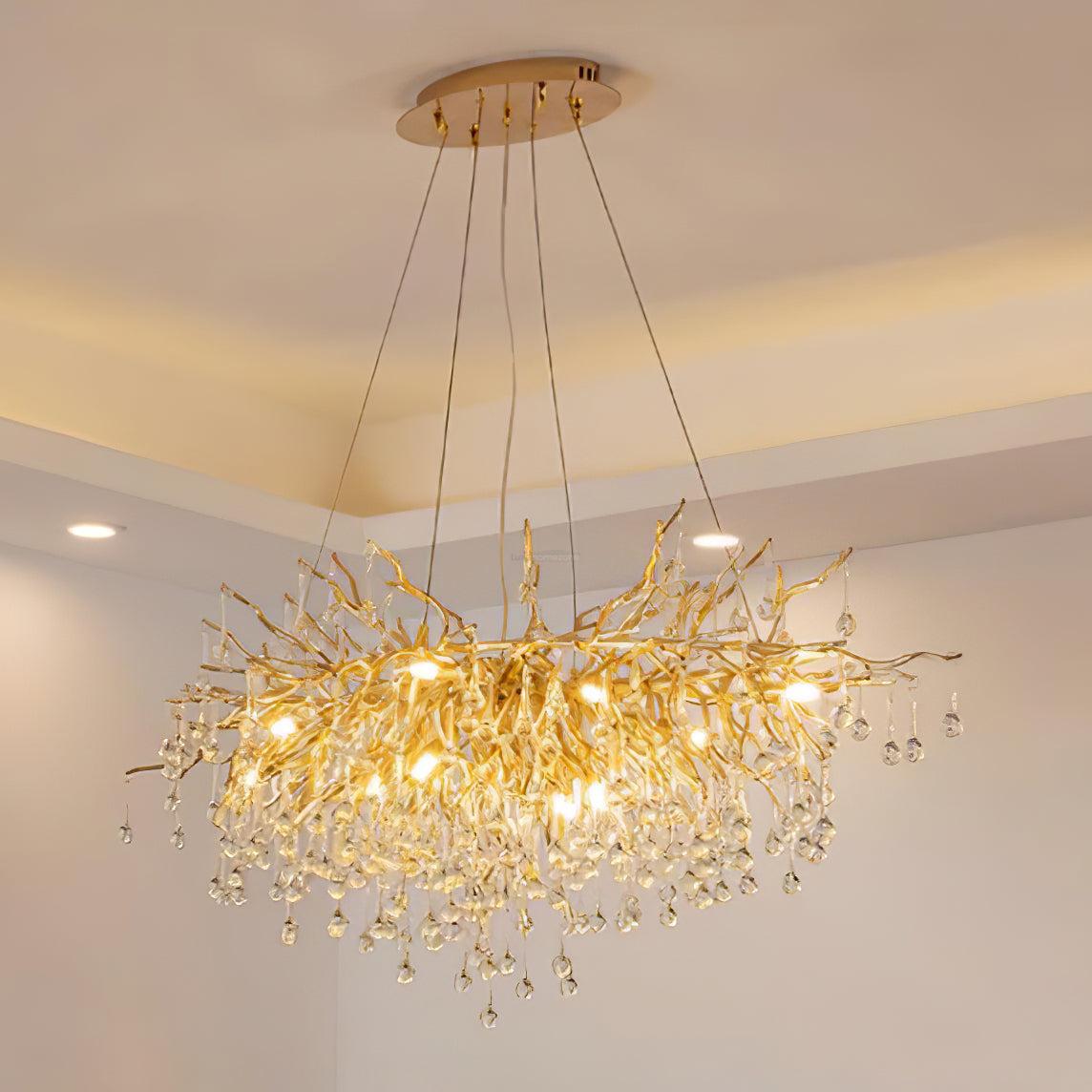 Teardrop Style Crystal Chandelier - Crystals, Gold & Clear crystal-1-Luxehomezone