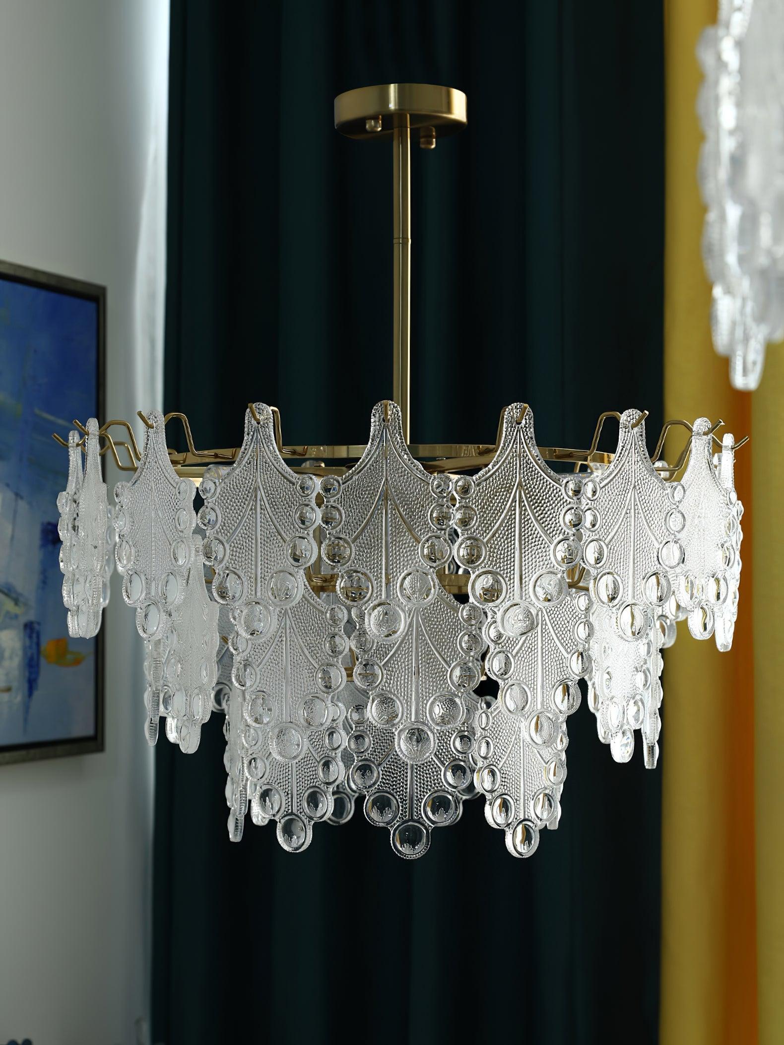 Tiered Carved Glass Chandelier Φ 15.7″ - Luxehomezone