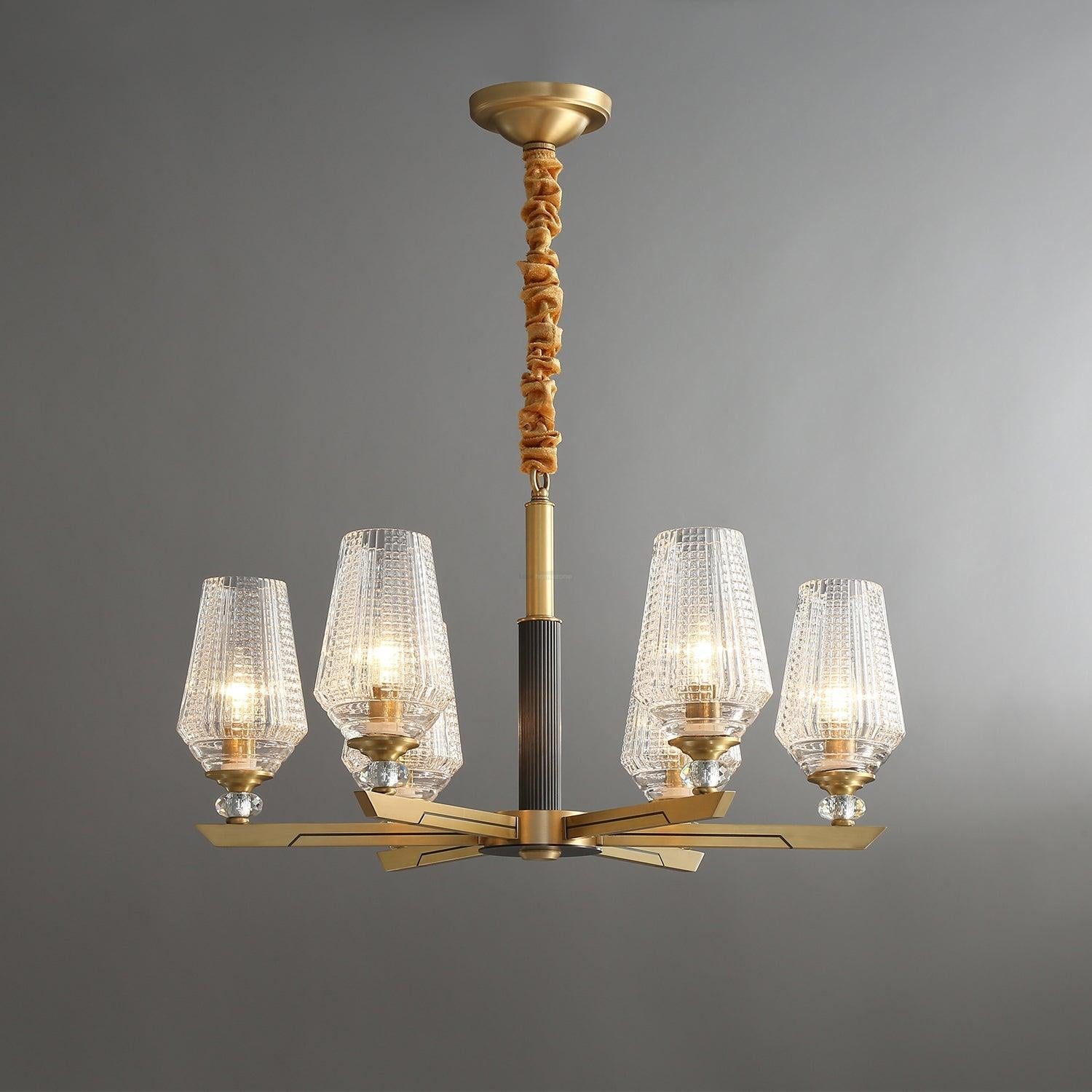 Orrefors Brass Chandelier Φ 25.2″ - Lucency-1-Luxehomezone