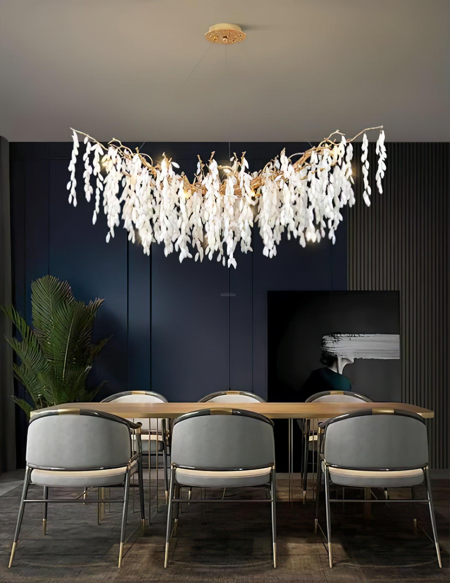 White Jade Branch Brass Round Chandelier - Branch-1-Luxehomezone