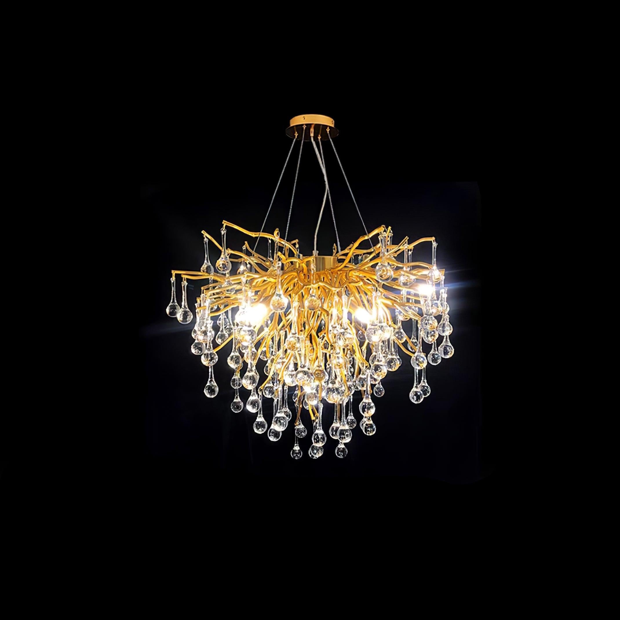 Teardrop Style Crystal Chandelier - Crystals, Gold & Clear crystal-1-Luxehomezone