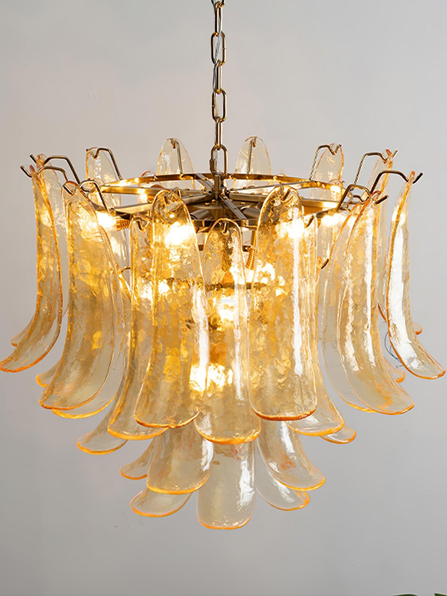 Glass Leaf Cascade Chandelier with 3/4 layer - Luxehomezone