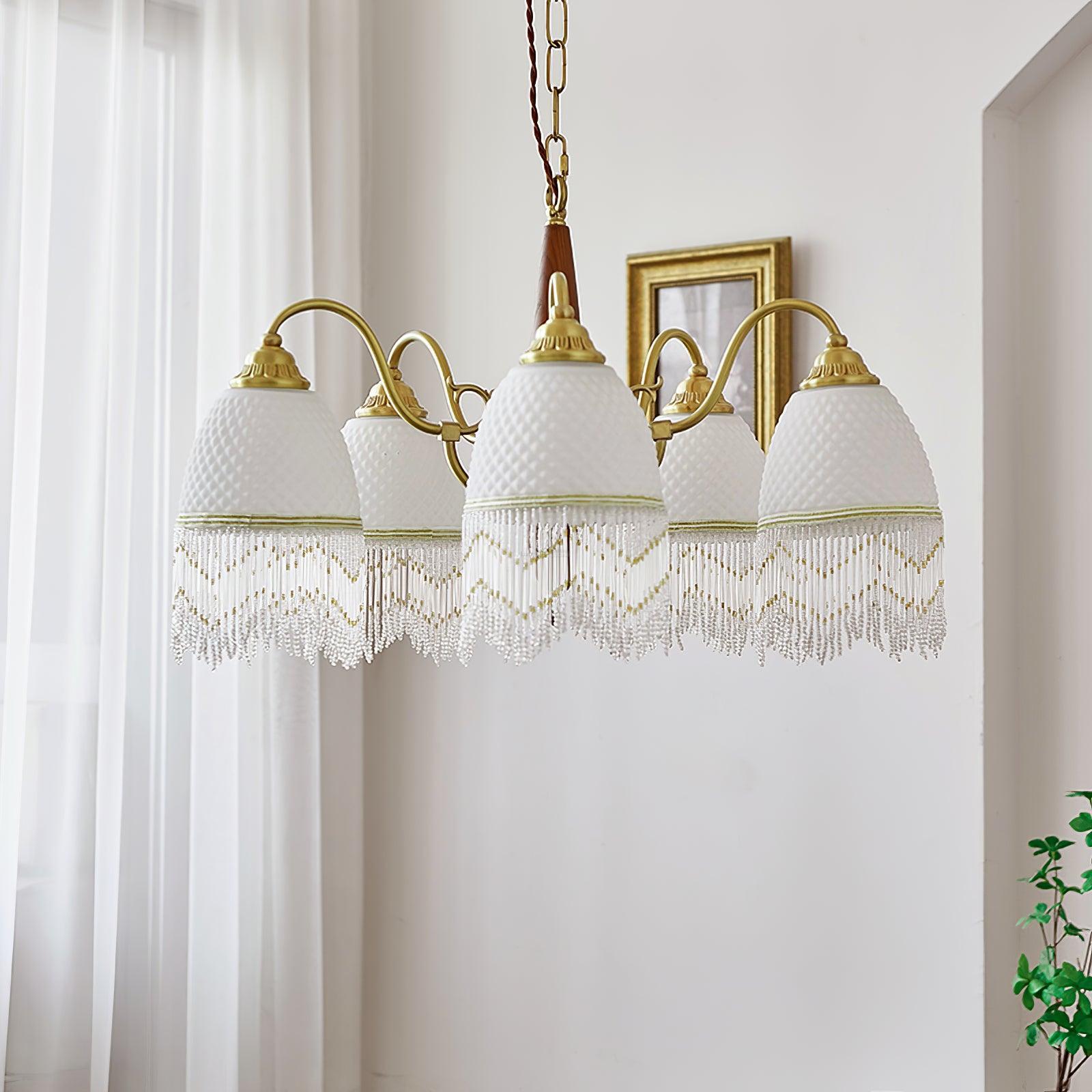 Mesh Tassel Glass Chandelier ∅ 19.7″ - Tassel-1-Luxehomezone