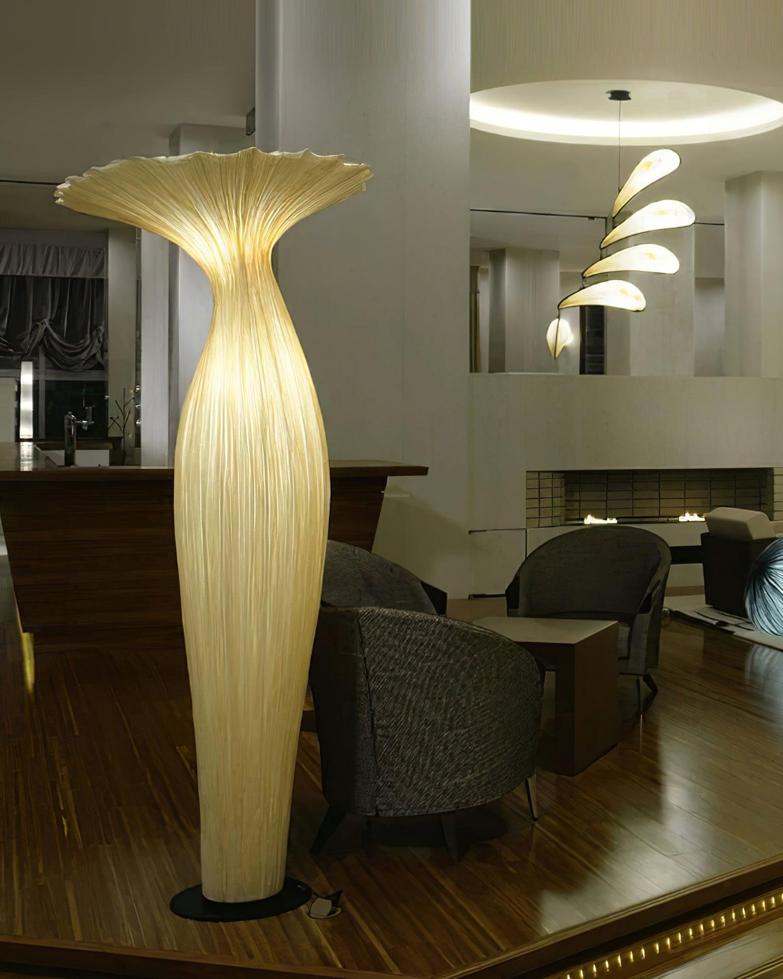 Vase Fabric Floor Lamp ∅ 19.7″ - Drapery-1-Luxehomezone