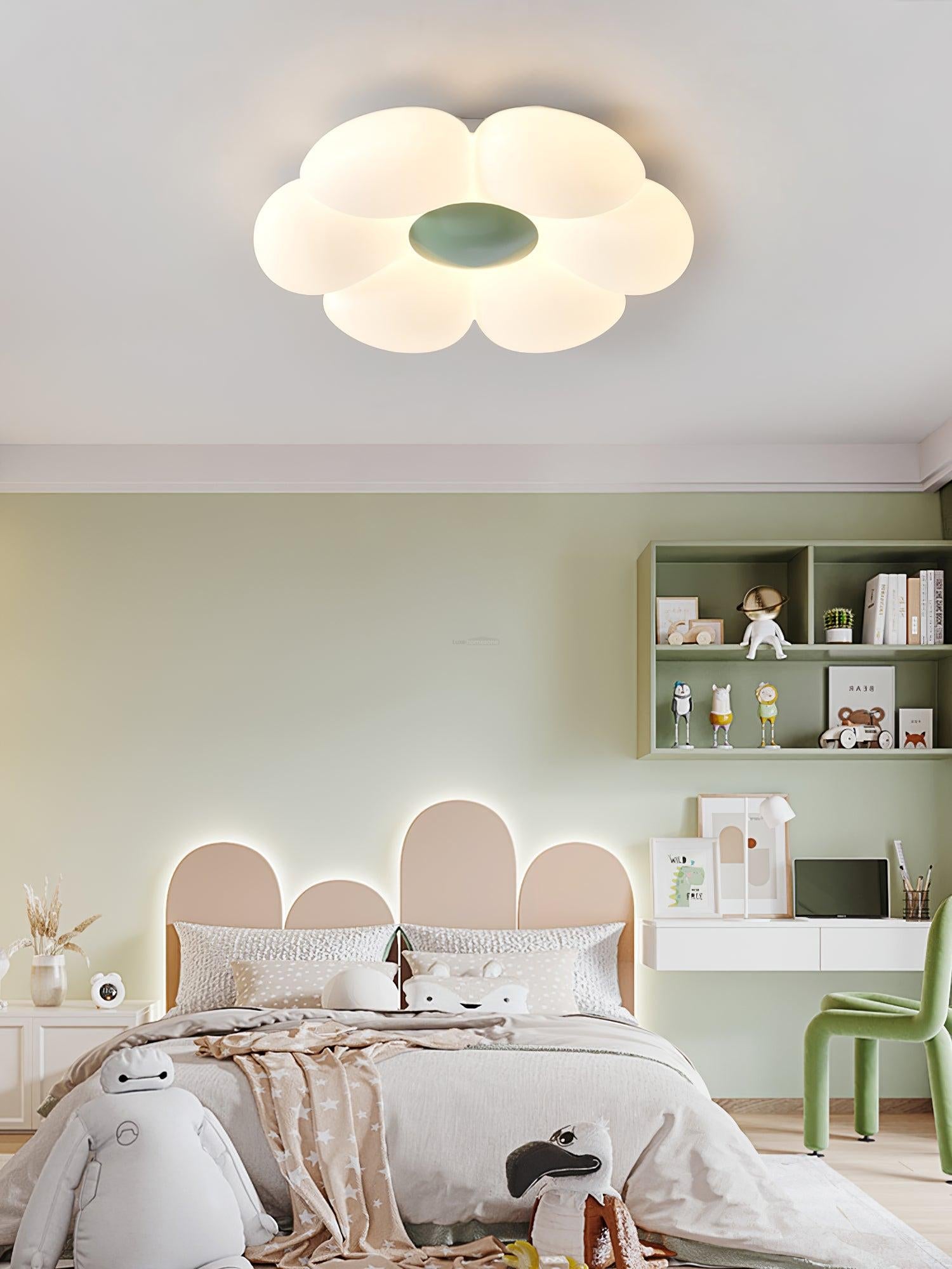 Six-leaf Flower Kids Room Ceiling Lamp  ∅ 19.7″ - Candy, Flush Mounts, Green, Pink, White, Yellow-1-Luxehomezone