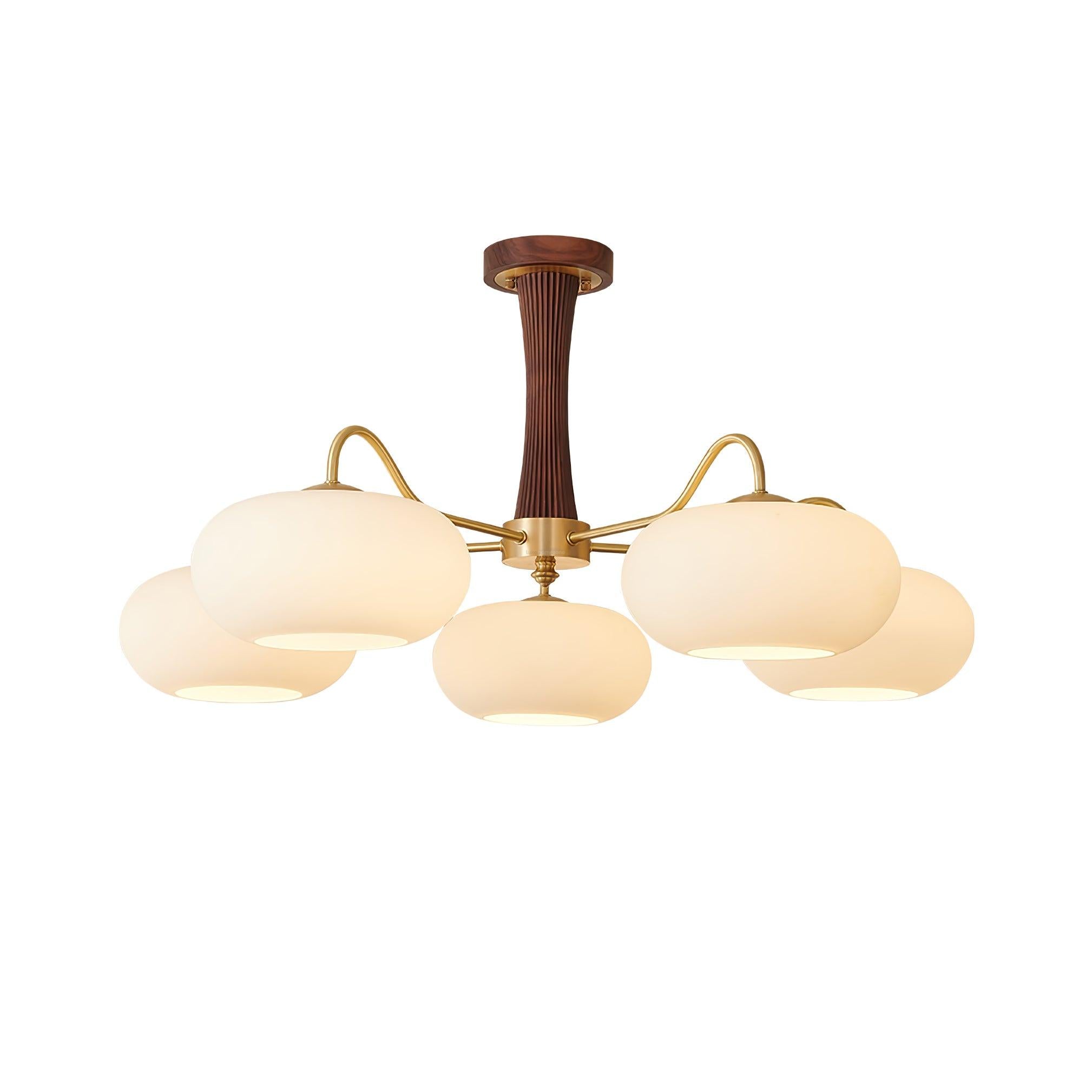 Brass Wooden Persimmon Ceiling Light For Living Room - Glass Chandelier, Persimmon, Semi Flush Mounts-1-Luxehomezone