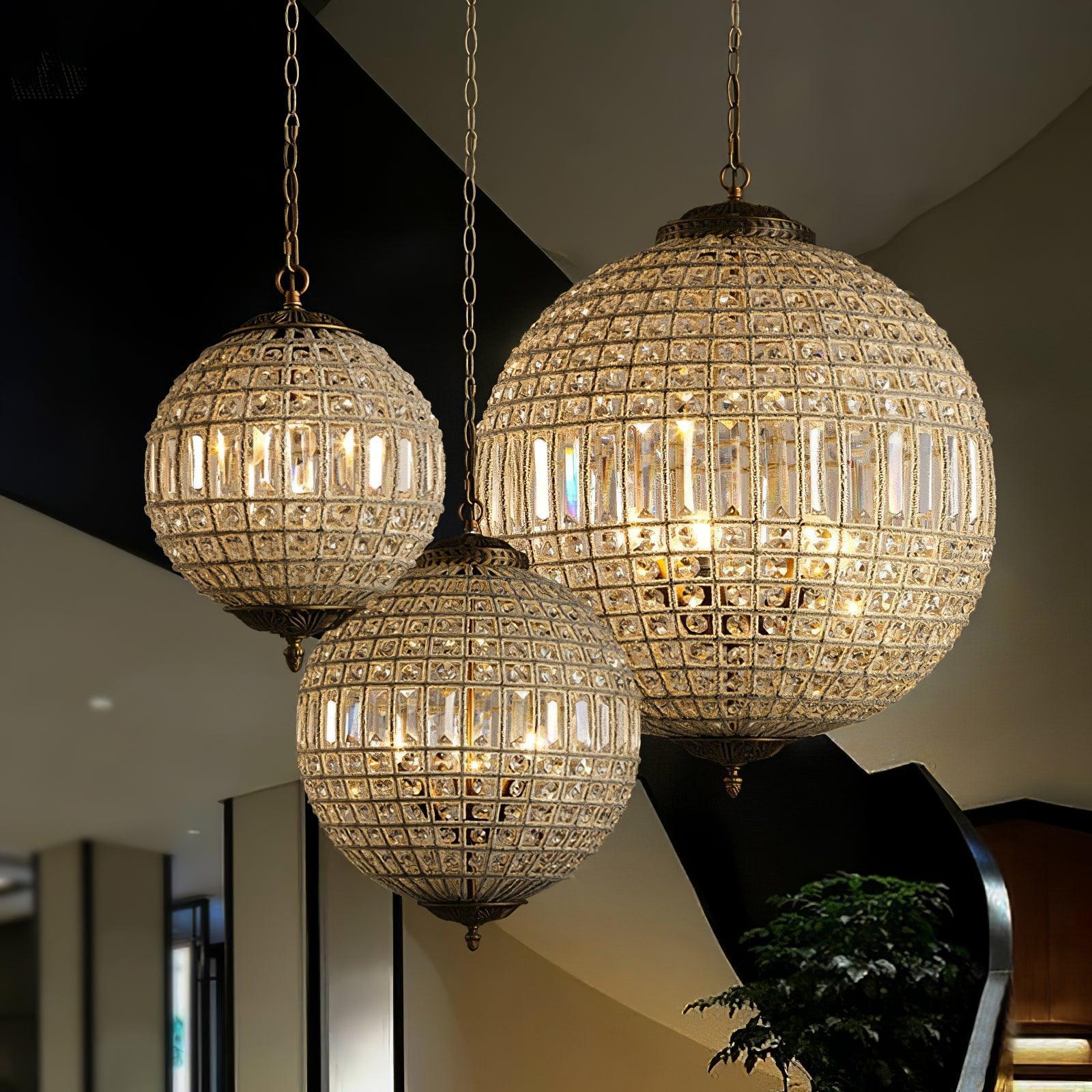 Traditional Globe Chandelier - Classic, Crystals-1-Luxehomezone