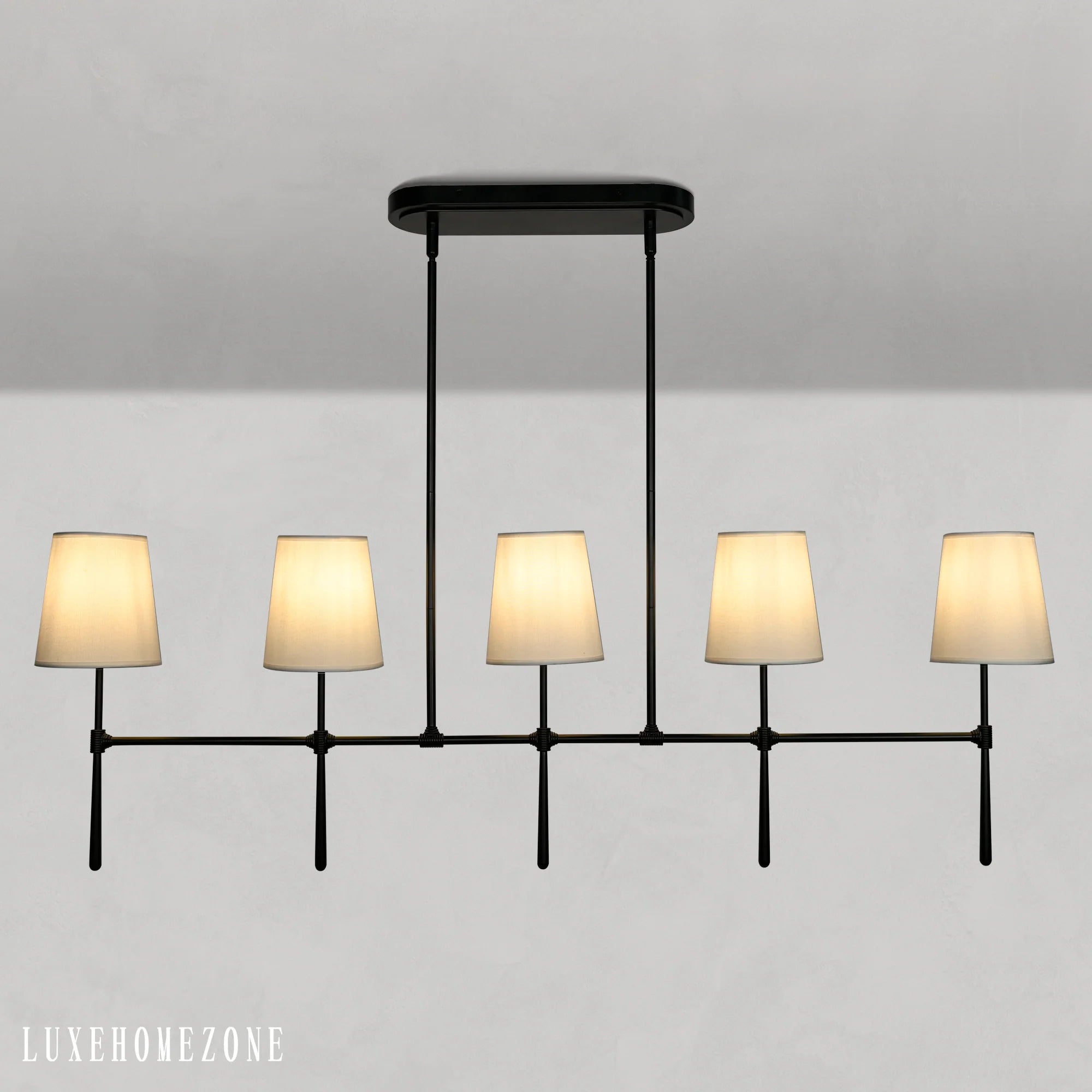 Art Fabric Lamp Shade Rhode Linear Chandelier 50" 62"