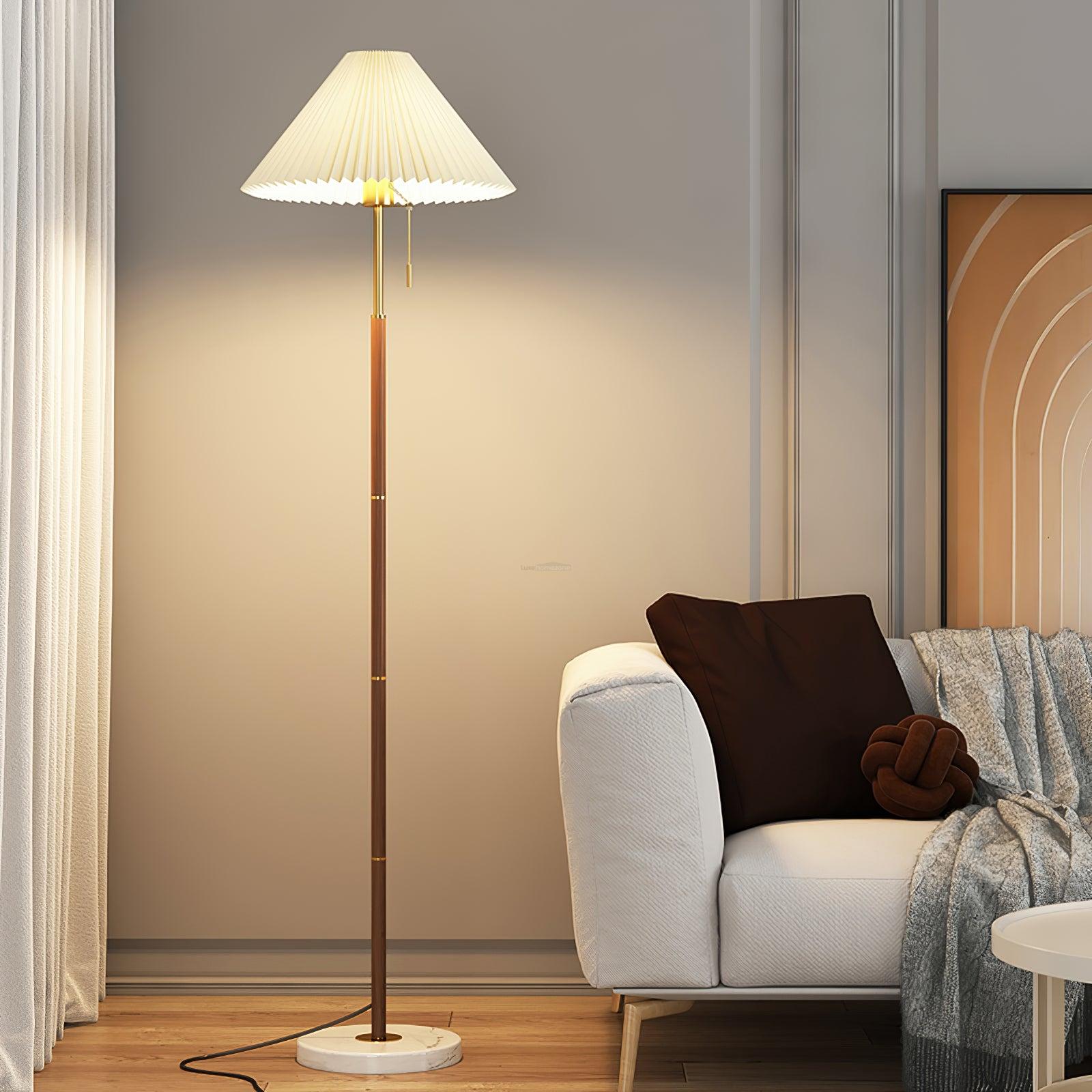 Vintage Pleated Floor Lamp ∅ 11″ - Drapery-1-Luxehomezone