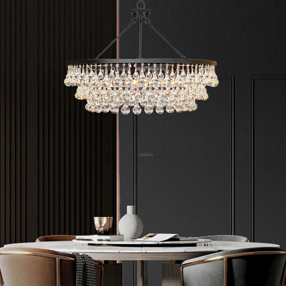 Unique Tiered Crystal Chandelier Φ 15.7″ - Crystals-1-Luxehomezone