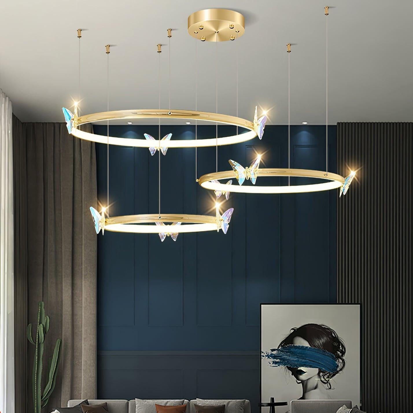 Blue Butterfly Round Chandelier - Butterfly-1-Luxehomezone