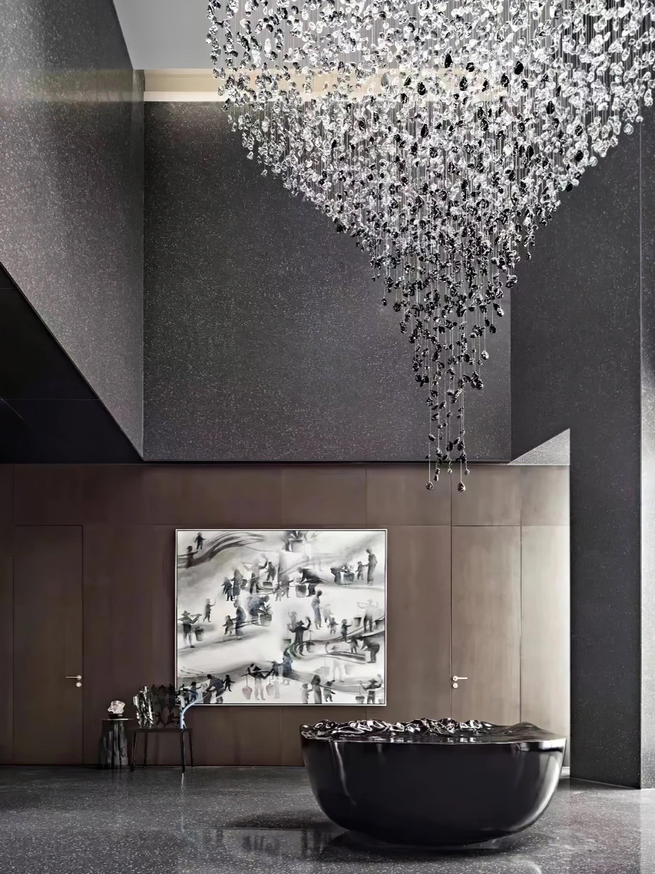 Multicolor Crystal Stone Round/Long canopy Chandelier - Helia-1-Luxehomezone