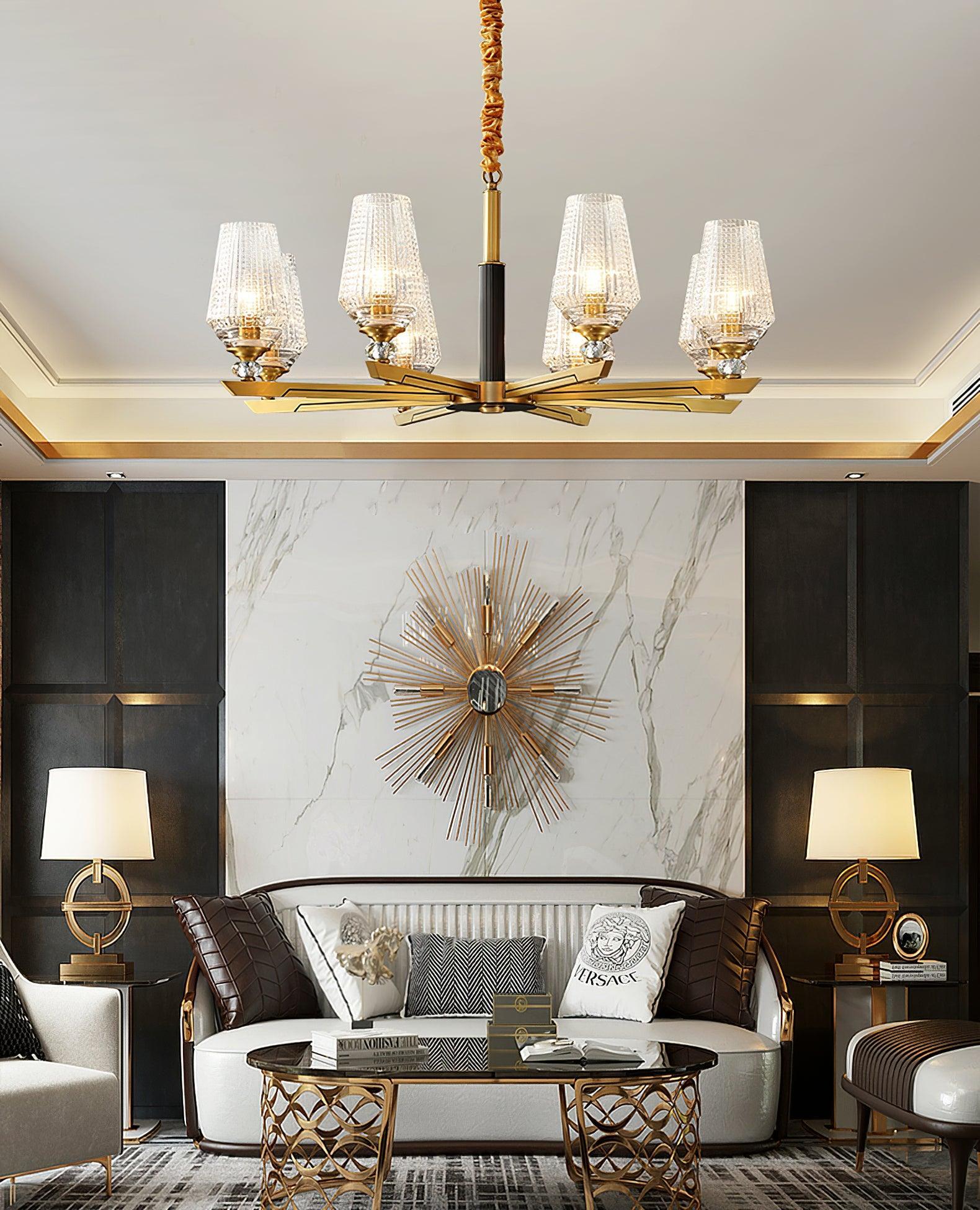 Orrefors Brass Chandelier Φ 25.2″ - Lucency-1-Luxehomezone