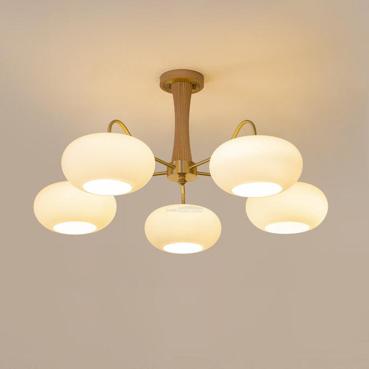 Brass Wooden Persimmon Ceiling Light For Living Room - Glass Chandelier, Persimmon, Semi Flush Mounts-1-Luxehomezone