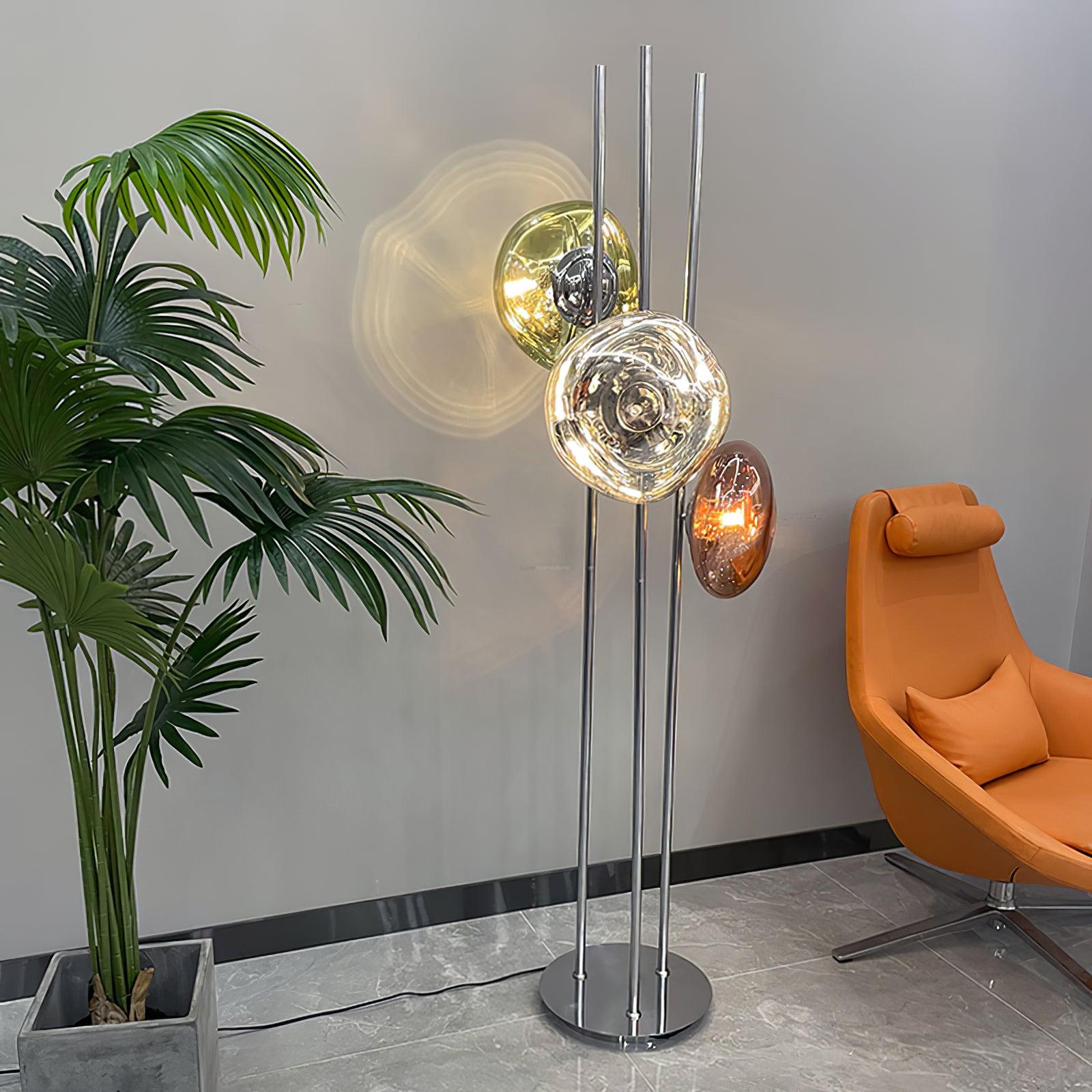 Three Light Glass Floor Lamp ∅ 13.8″ - Luxehomezone