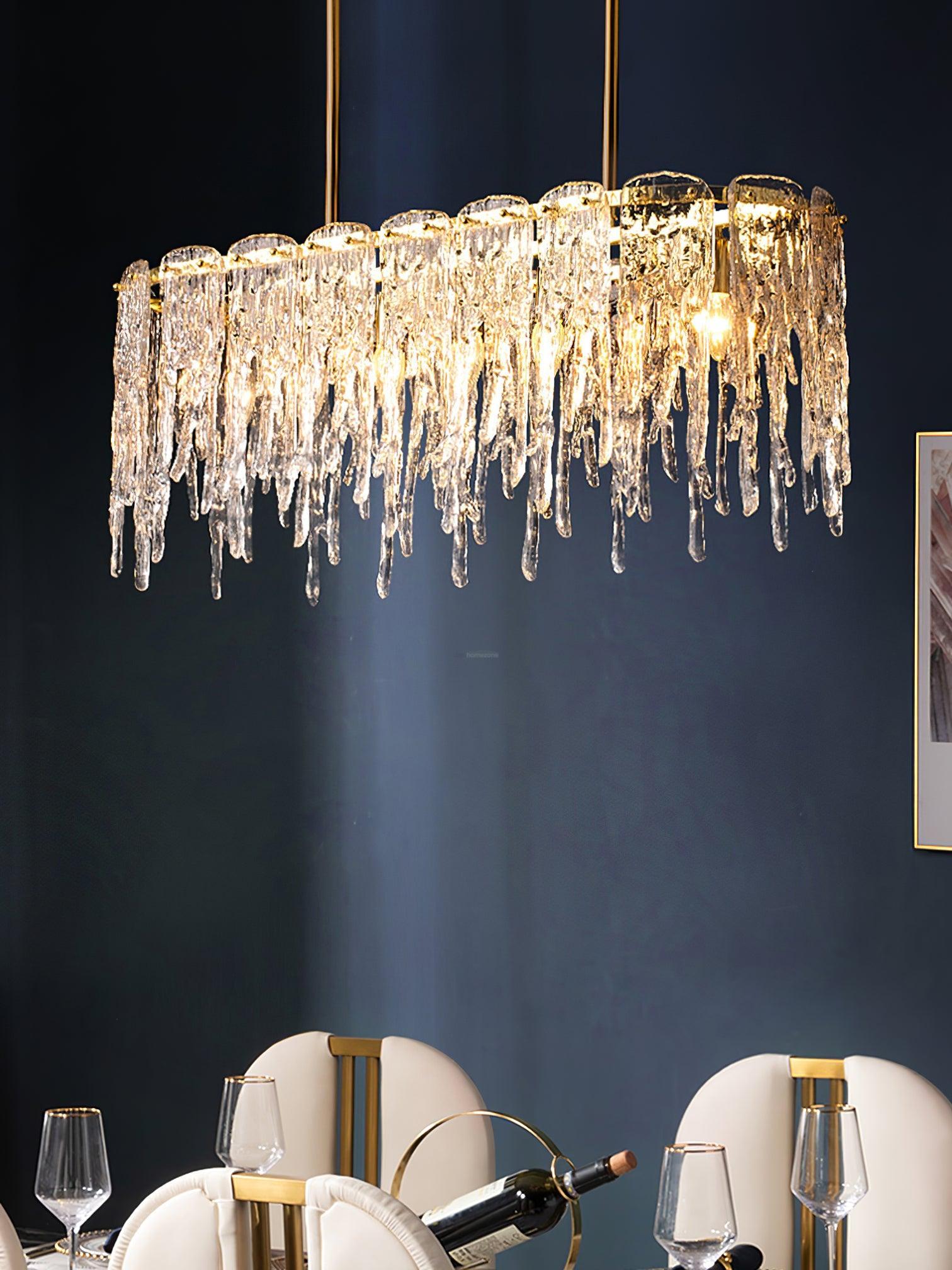Rectangular Icicle Glass Chandelier L 34.2″ - Crystals-1-Luxehomezone