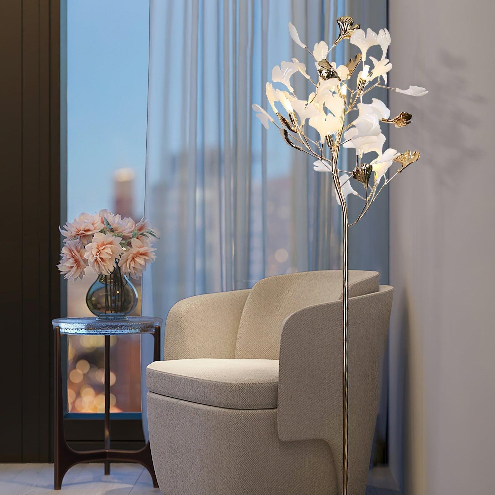 Gingko Leaves Floor Lamp - Gingko, Gingko Chandelier-1-Luxehomezone