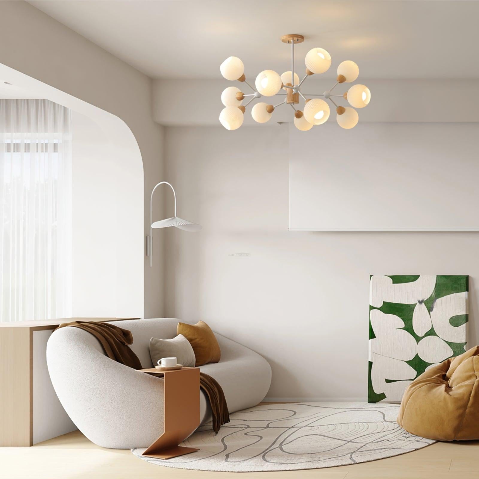 Shpehp Wood Chandelier with 6/9/12 heads - Bend, Marshmallow Chandelier-1-Luxehomezone