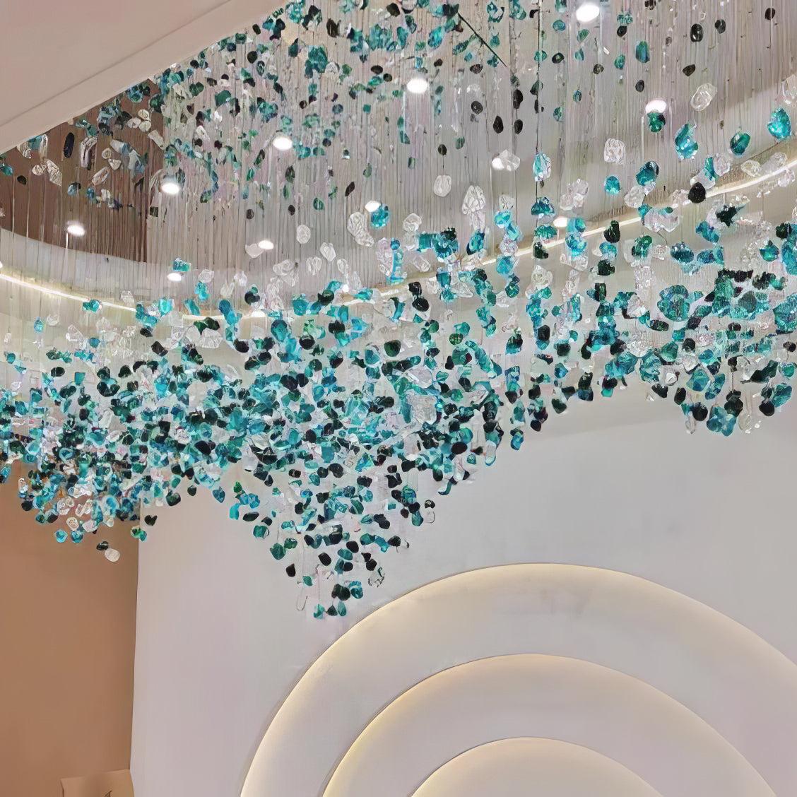 Multicolor Crystal Stone Round/Long canopy Chandelier - Helia-1-Luxehomezone