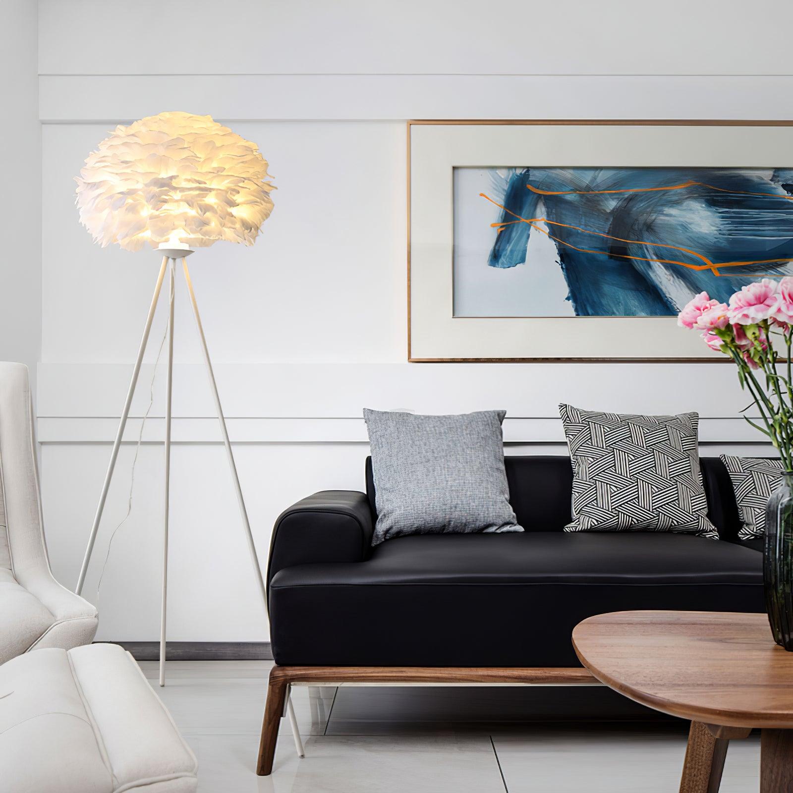 Eos Feather Floor Lamp  ∅ 19.6″ - Feather-1-Luxehomezone