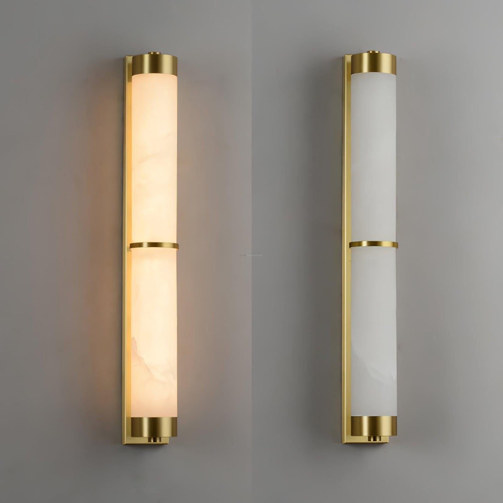 Cylindra Alabaster Brass Wall Sconce - Alabaster, Alabaster Wall Lamp-1-Luxehomezone