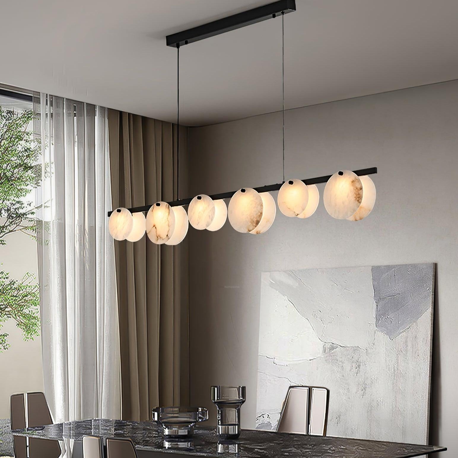 Trinidad Linear Dining Room  Alabaster Chandelier - Alabaster, Alabaster Chandelier-1-Luxehomezone