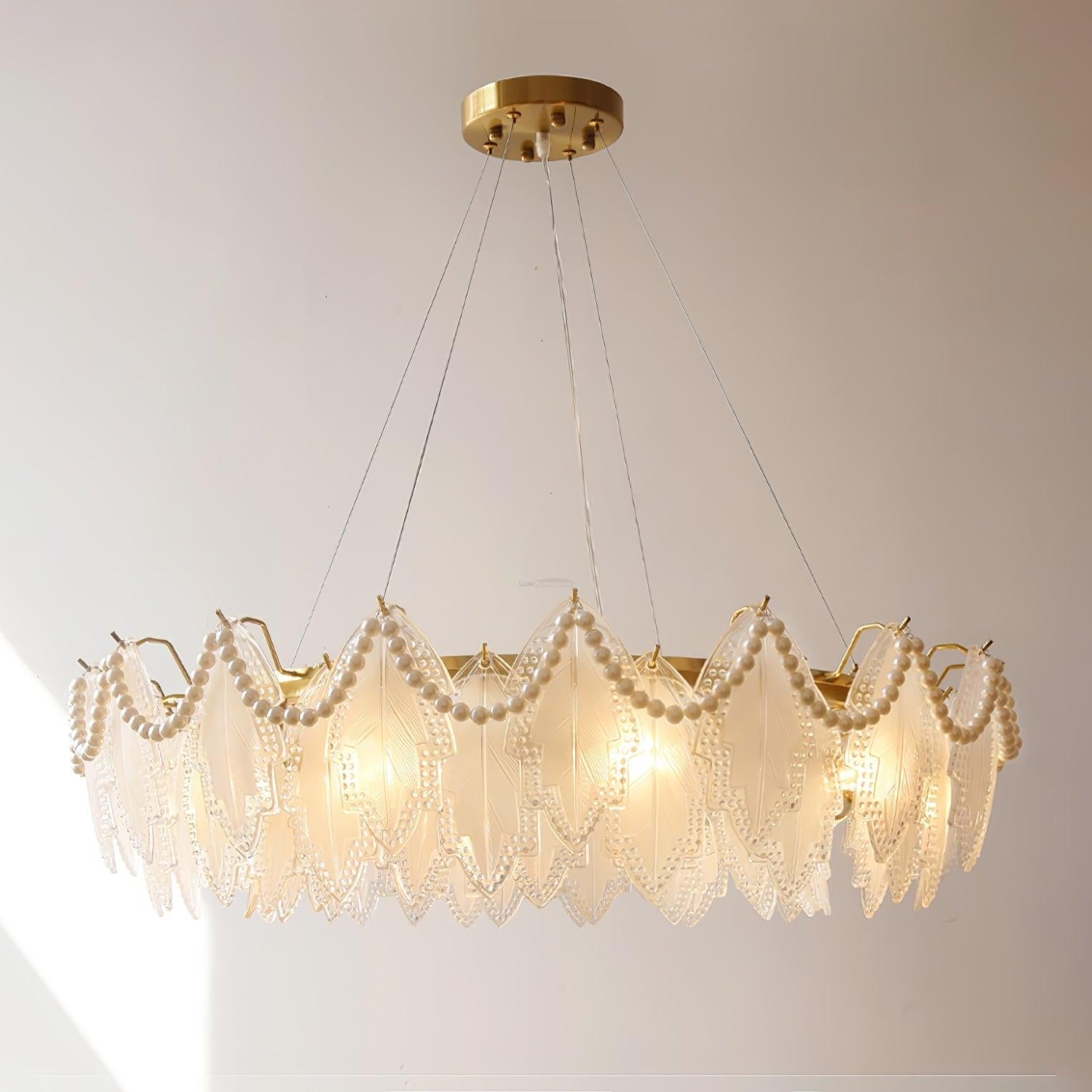 Maple Leaf Type Glass Chandelier - Cylinder-1-Luxehomezone