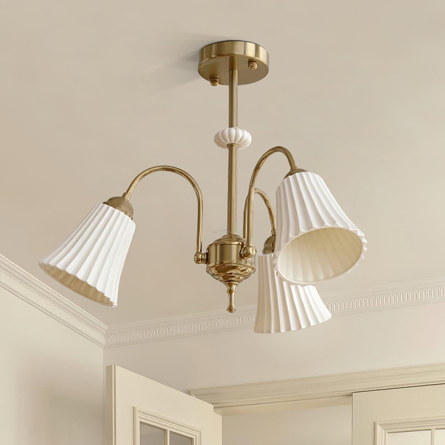Medieval Ceramic Trumpet Chandelier with 3/5/8 lamps - Flower Ceramic-1-Luxehomezone