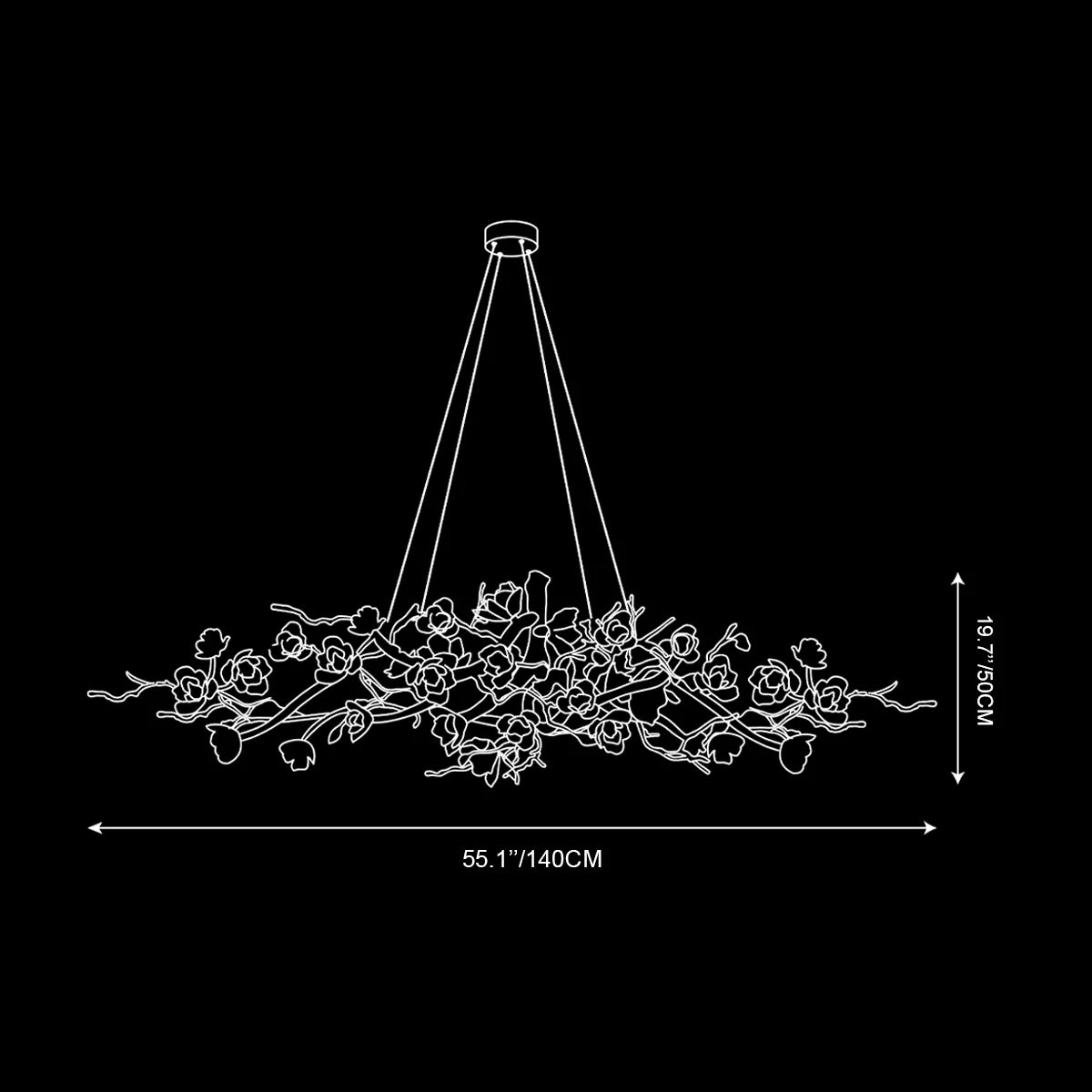 Flower Bloom Branch Type Brass Chandelier
