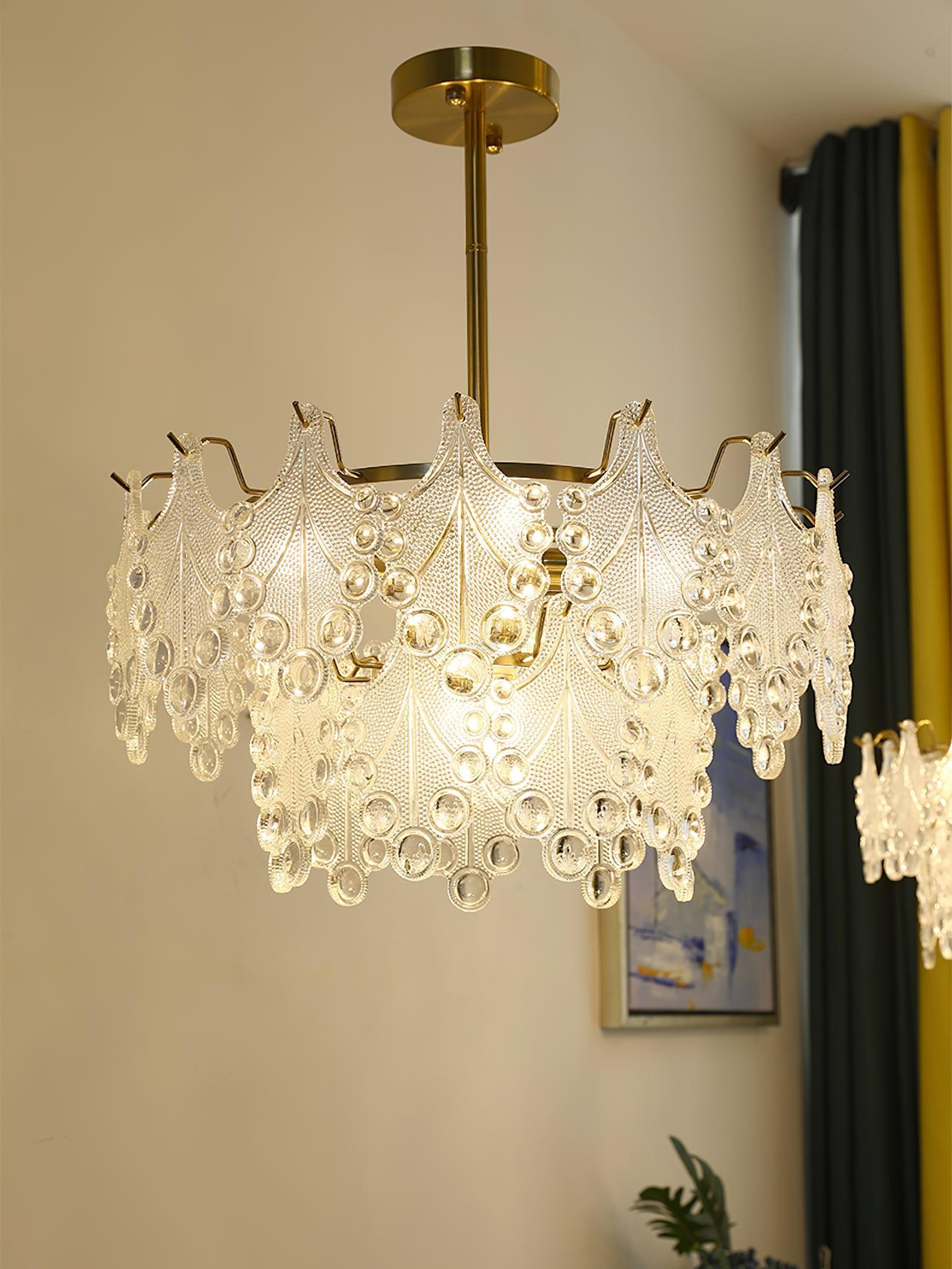 Tiered Carved Glass Chandelier Φ 15.7″ - Luxehomezone