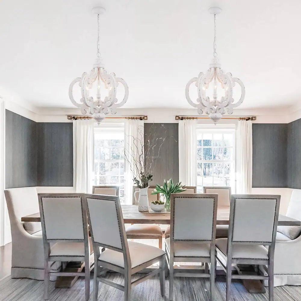 Antique White Style Chandelier Φ 19.7″ - Genteel, Optimized-1-Luxehomezone