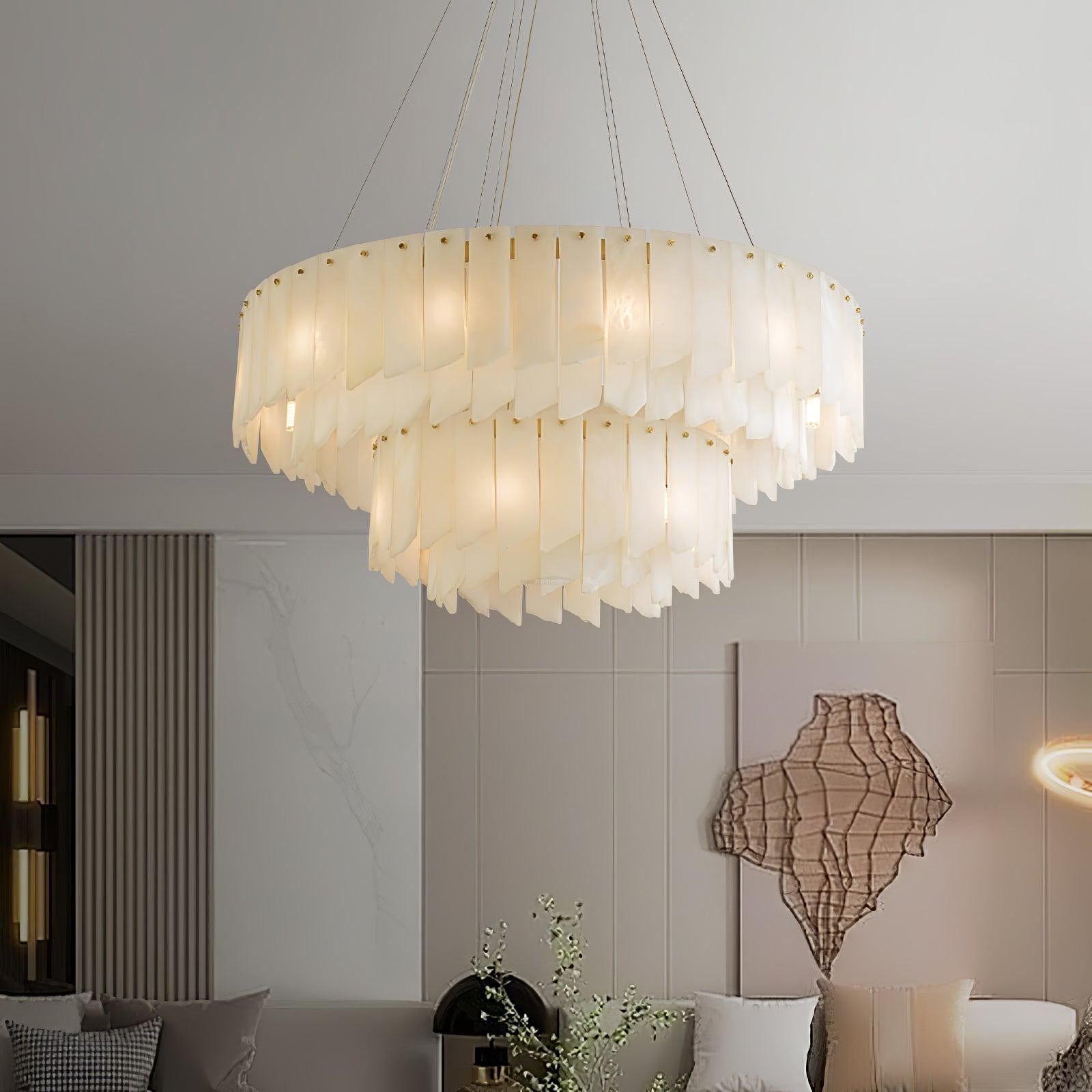 Alabaster Cascade Tiered Chandelier - Alabaster, Alabaster Chandelier-1-Luxehomezone