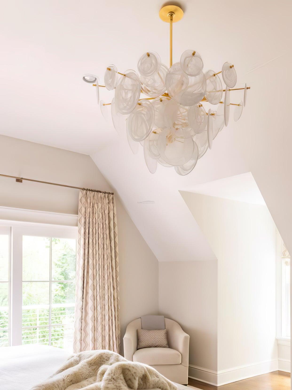 Brass Discs Cascading Round Chandelier - Cylinder-1-Luxehomezone
