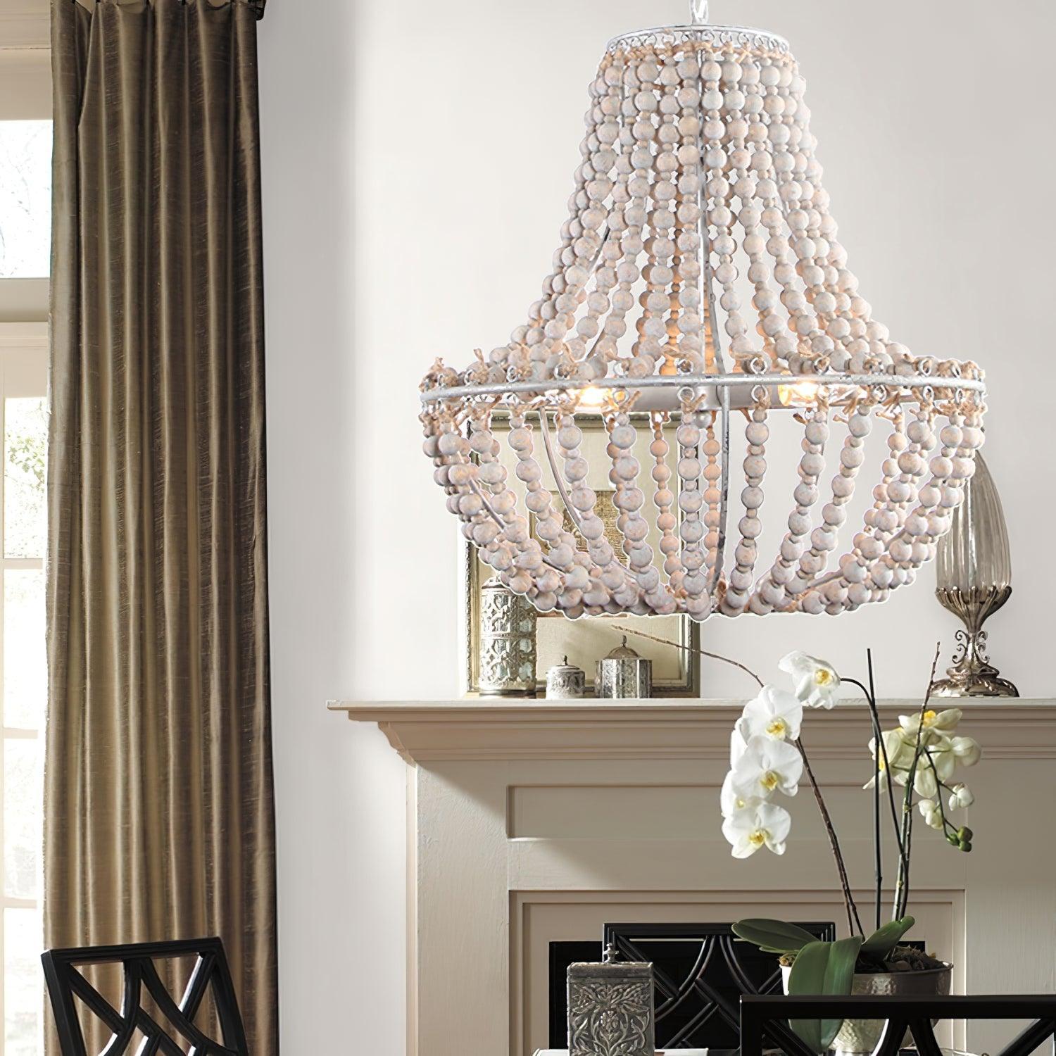 Koralky Chandelier Φ 19.7″ - Wooden Beads-1-Luxehomezone