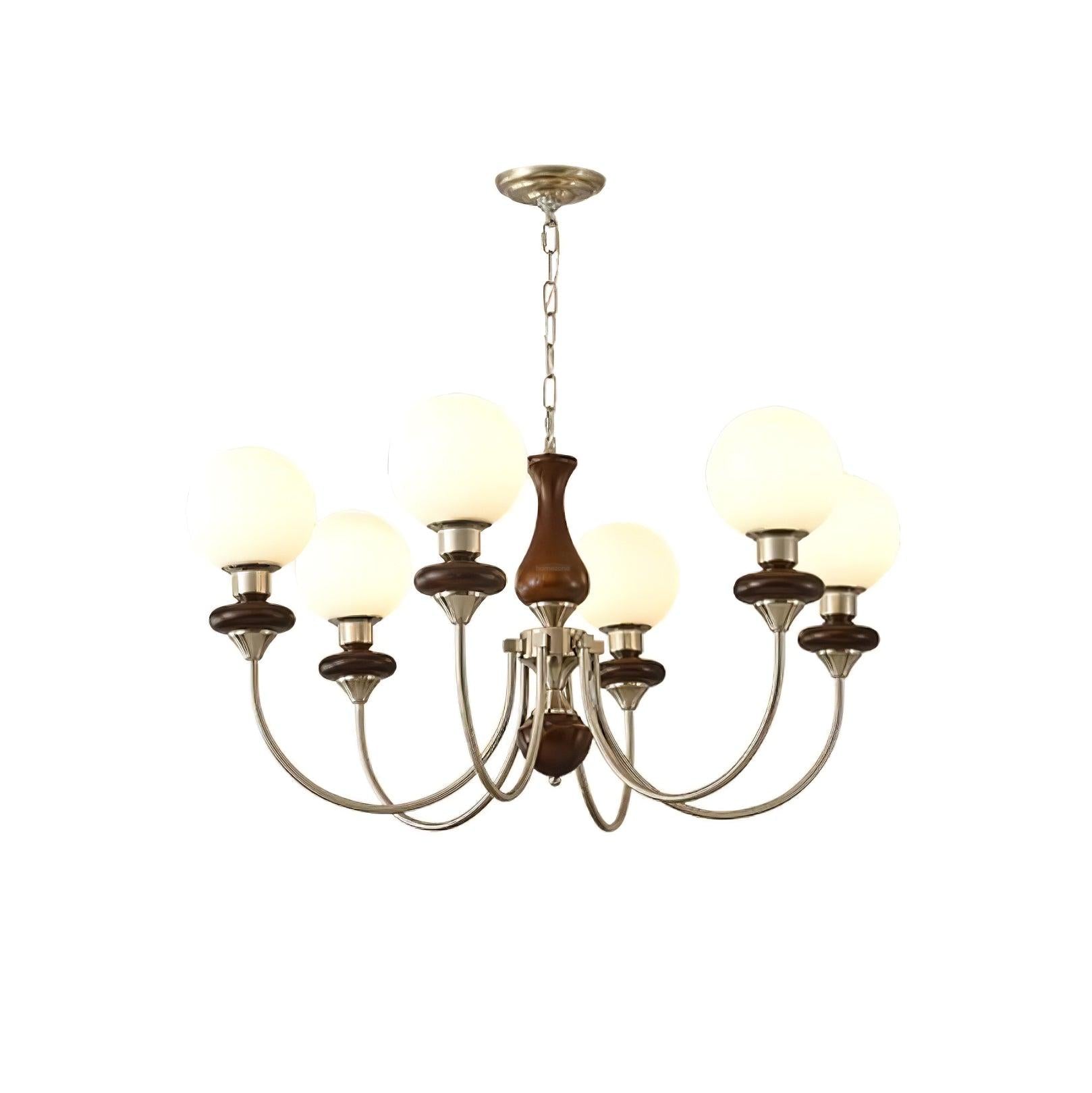 Walnut Brass Chandelier with 3/6/8 lamps - Bend, Marshmallow Chandelier-1-Luxehomezone